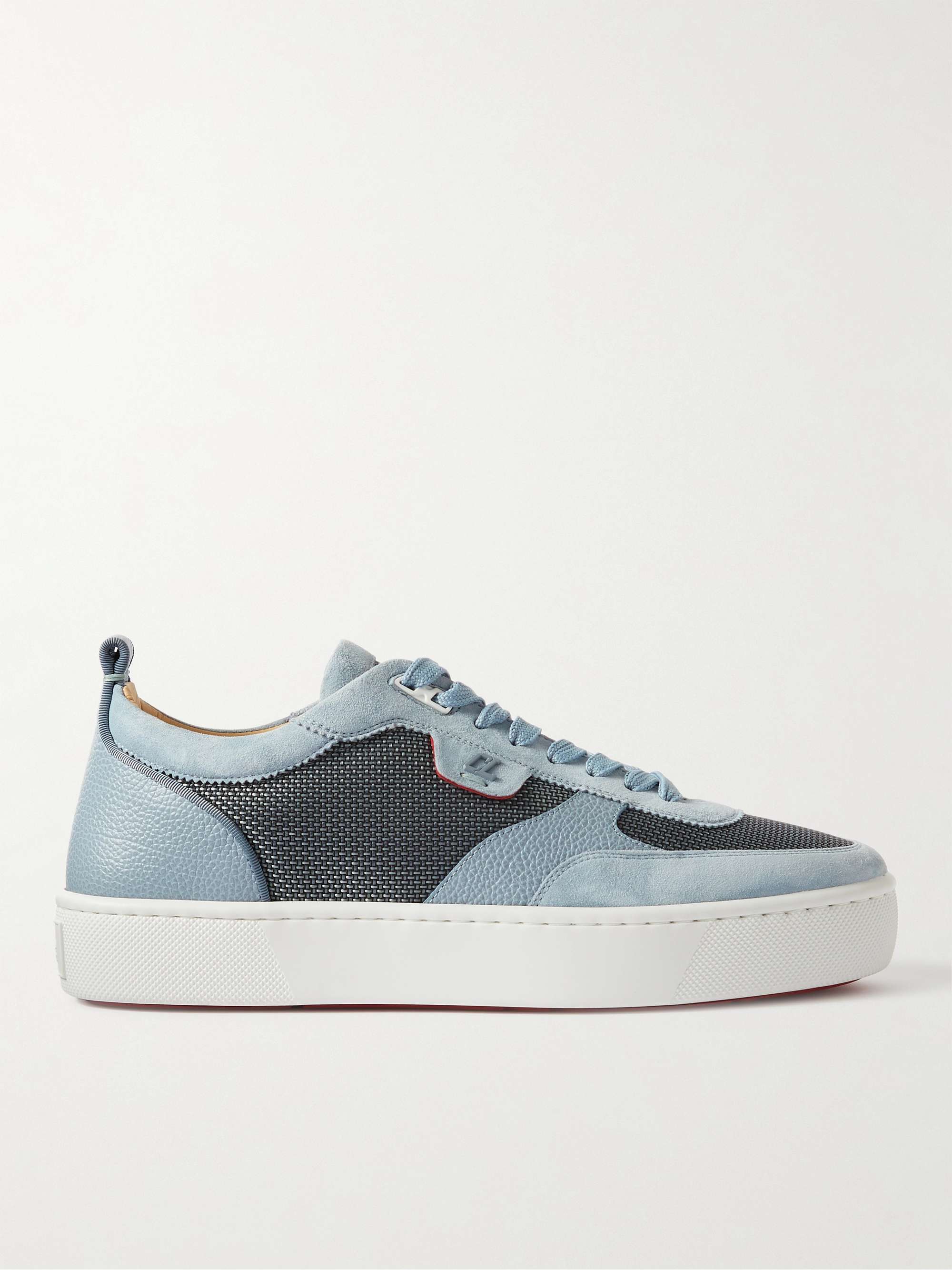 CHRISTIAN LOUBOUTIN Happyrui Suede, Textured-Leather and Mesh Sneakers for  Men