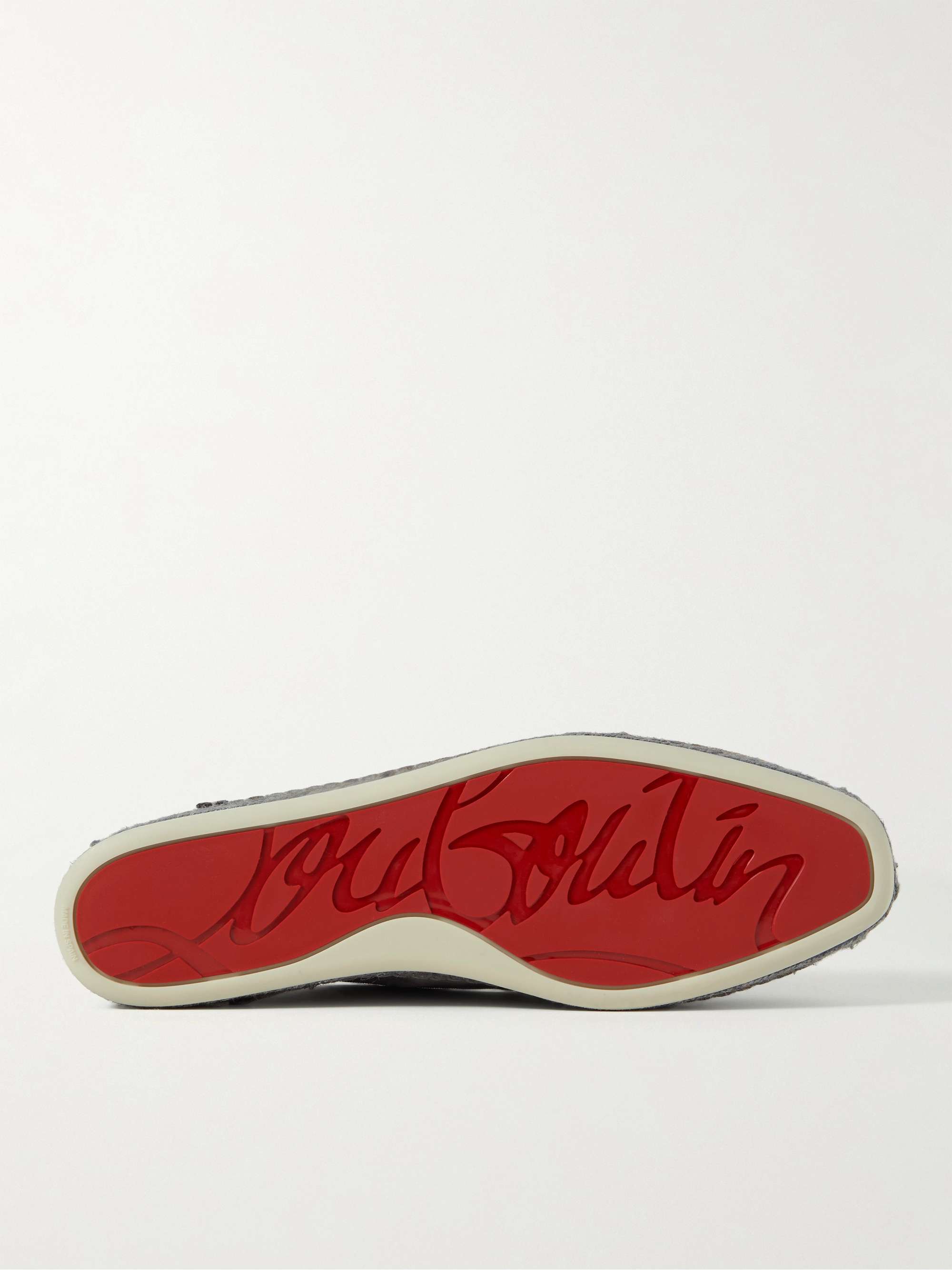 CHRISTIAN LOUBOUTIN Collapsible-Heel Croc-Effect Leather-Trimmed Suede Espadrilles