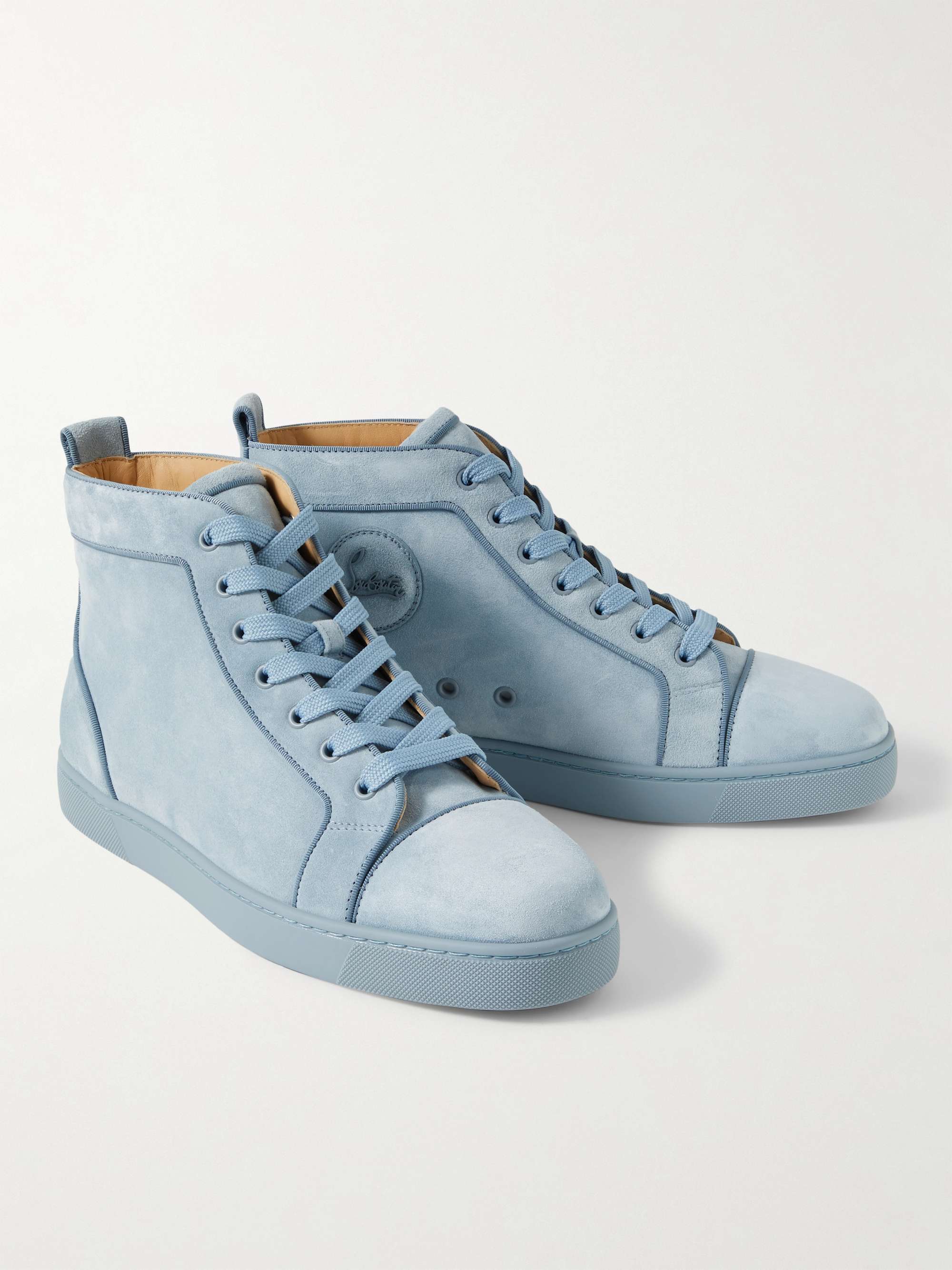 CHRISTIAN LOUBOUTIN Louis Grosgrain-Trimmed Suede High-Top Sneakers for Men | MR PORTER