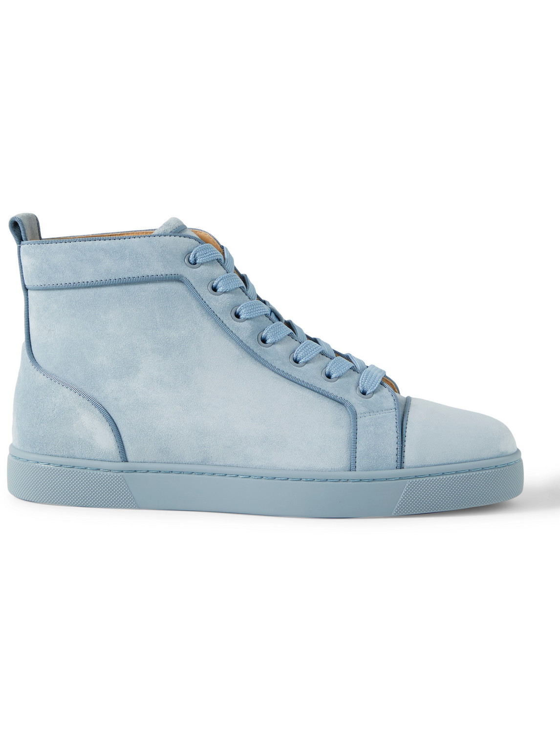 Christian Louboutin Louis Orlato Grosgrain-trimmed Suede High-top Trainers In Blue