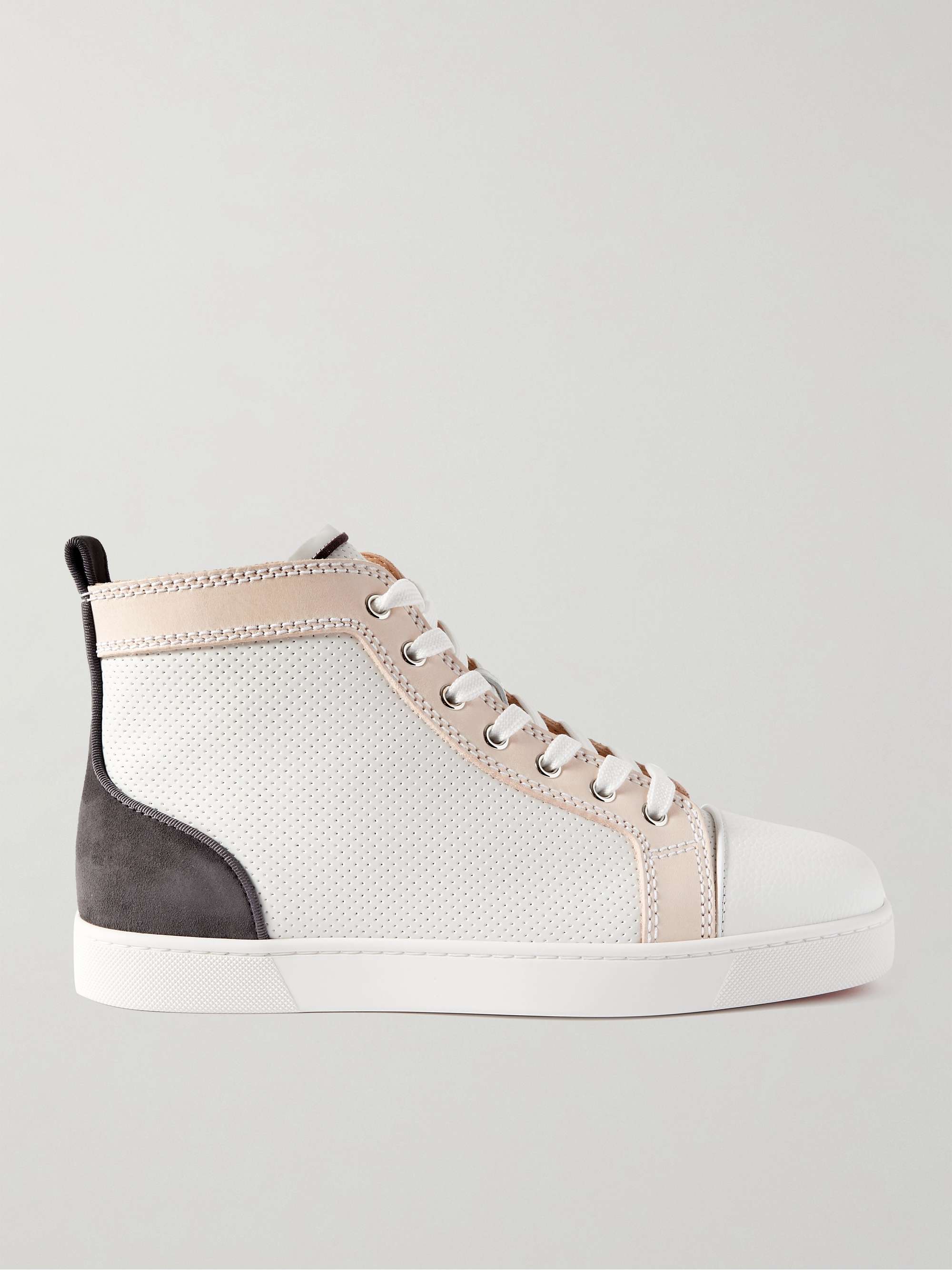 Louis Suede-Trimmed Perforated Leather High-Top Sneakers