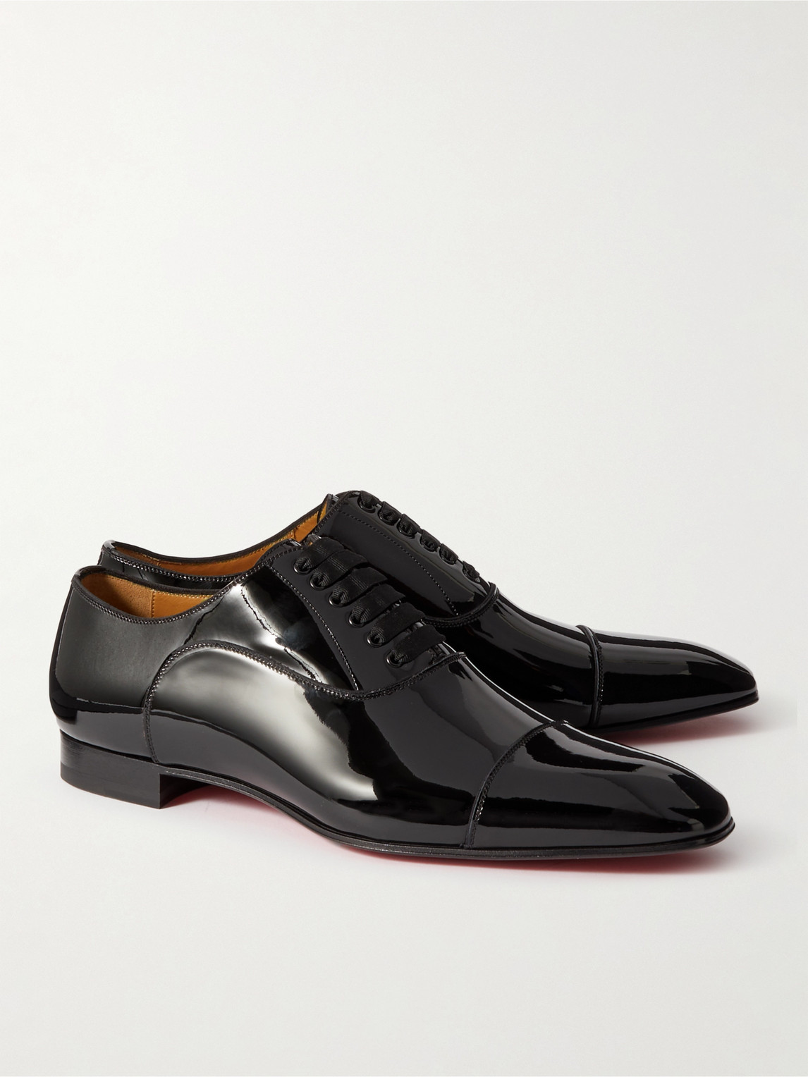 Shop Christian Louboutin Greggo Patent-leather Oxford Shoes In Black