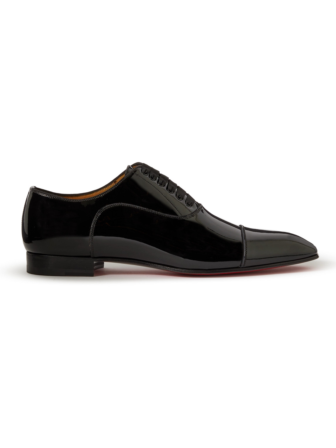 Shop Christian Louboutin Greggo Patent-leather Oxford Shoes In Black