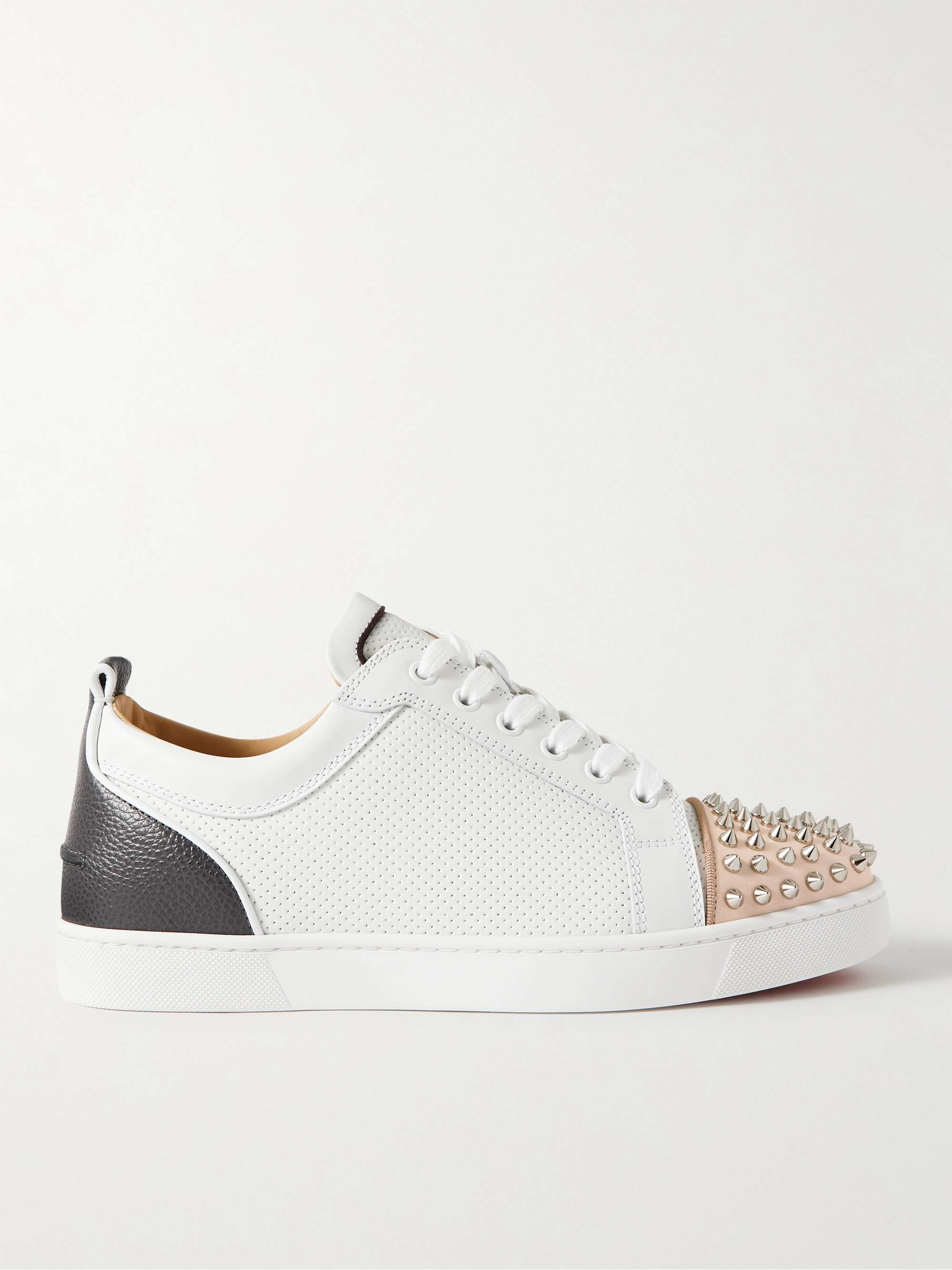 Christian Louboutin Louis Spiked Leather Sneakrs in White for Men