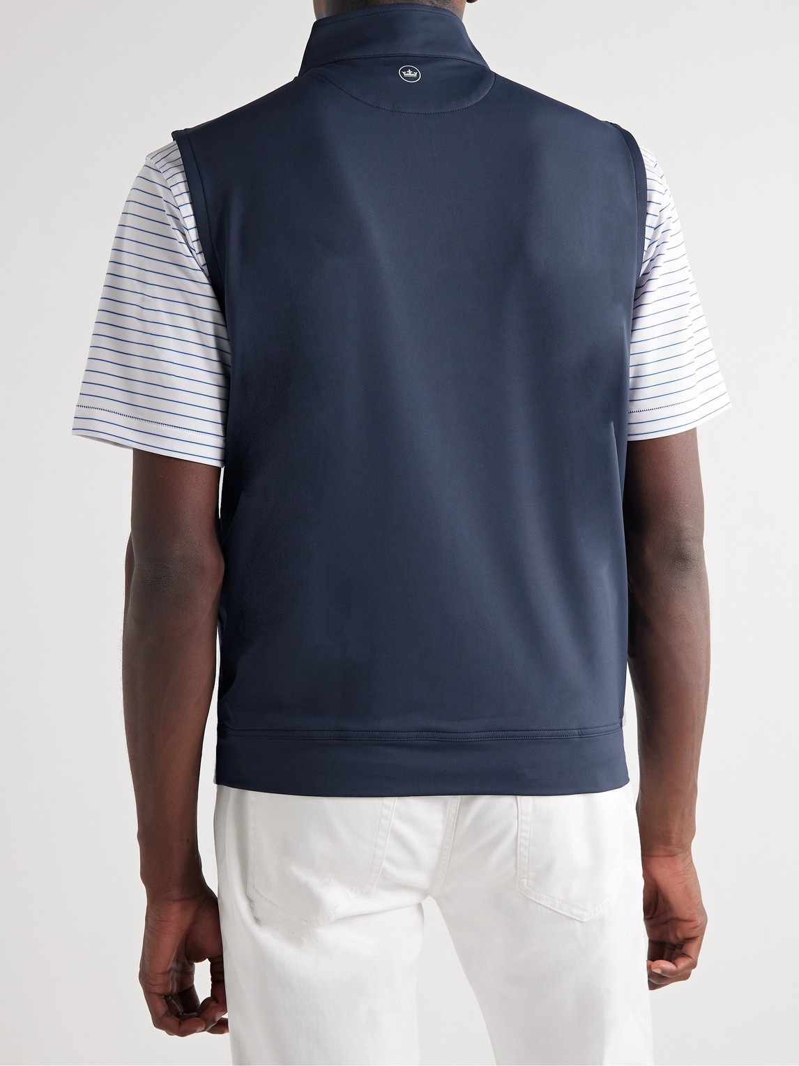 Peter Millar Galway Tech-jersey Half-zip Golf Gilet In Blue