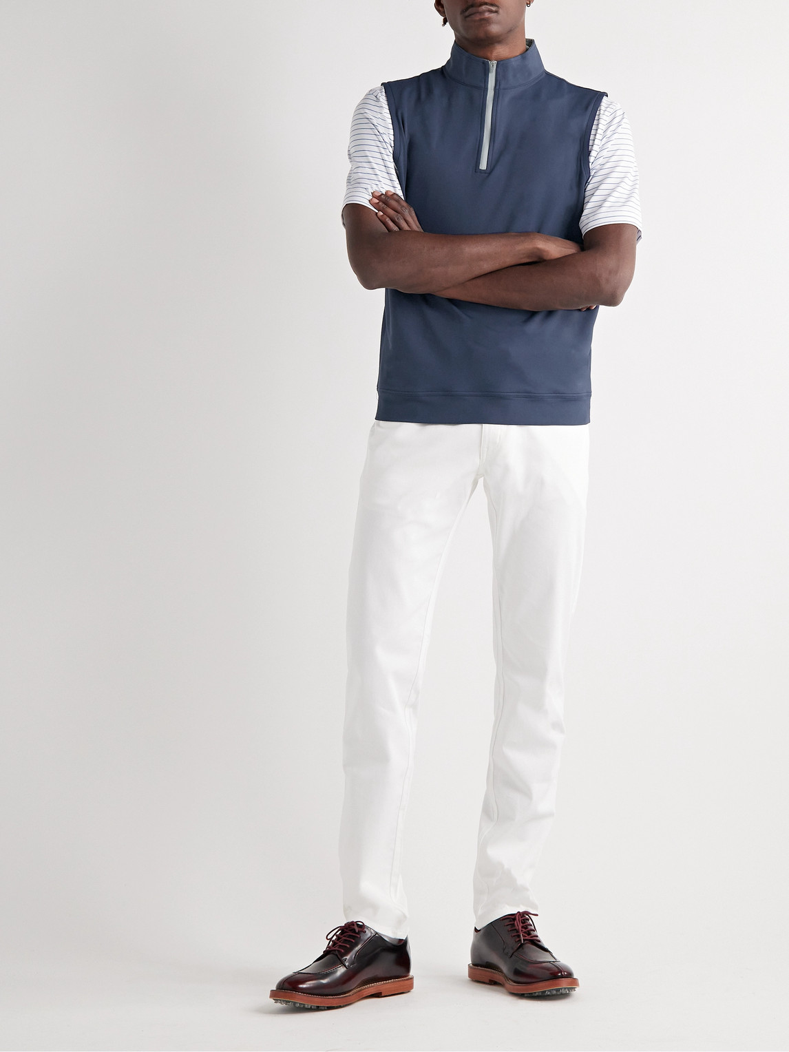 Peter Millar Galway Tech-jersey Half-zip Golf Gilet In Blue