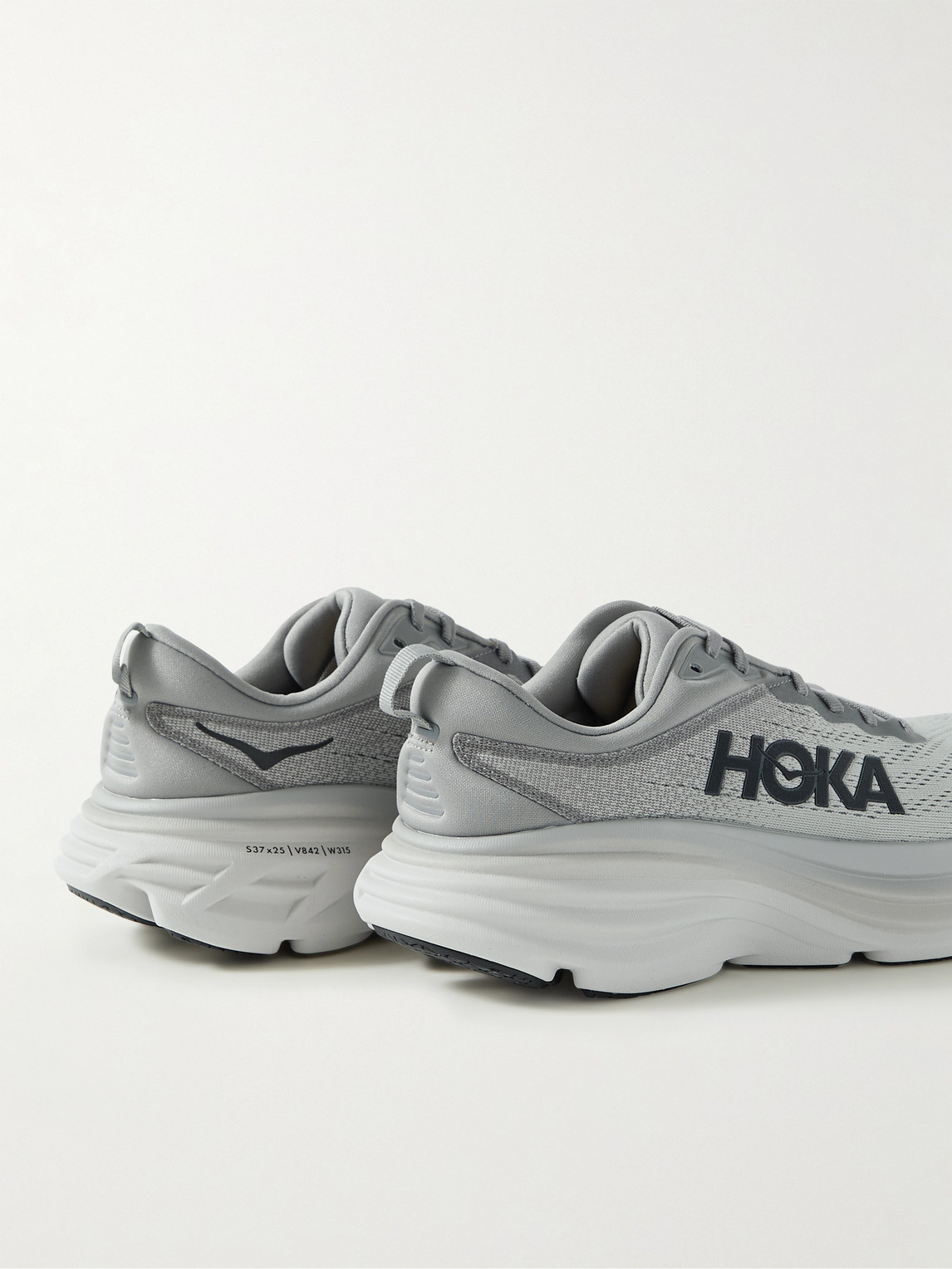 Shop Hoka One One Bondi 8 Rubber-trimmed Mesh Running Sneakers In Gray