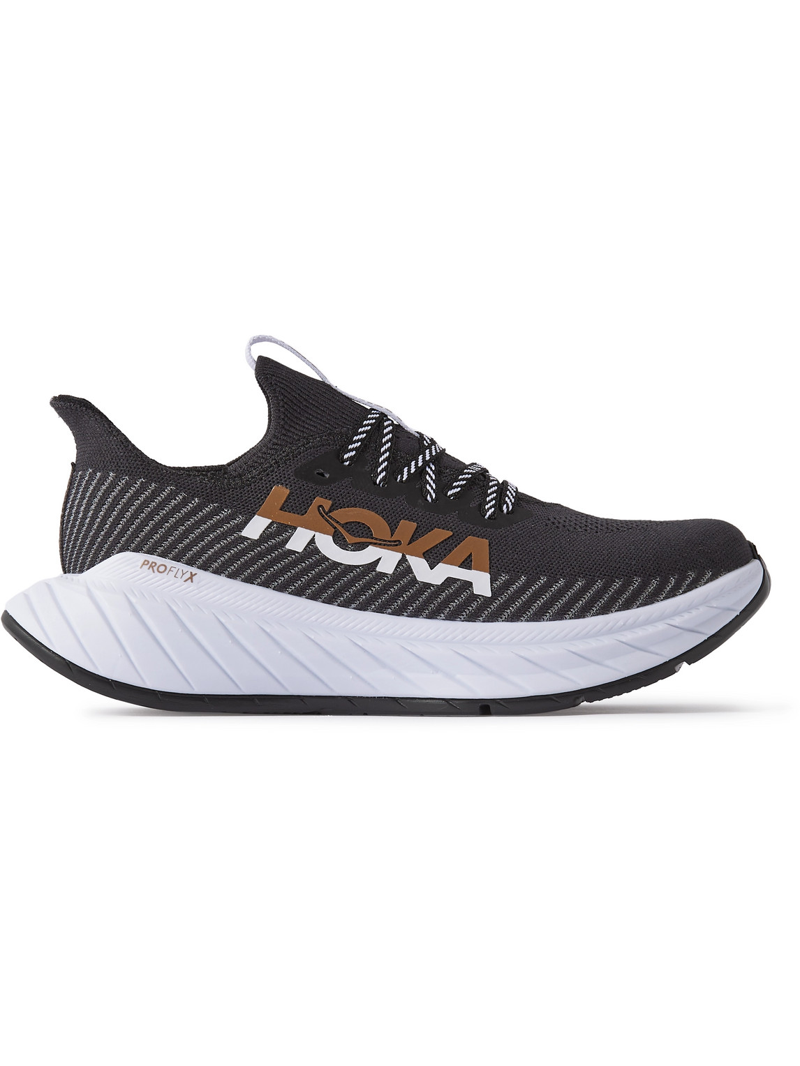 Hoka One One Carbon X3 Rubber-trimmed Mesh Running Sneakers In Black