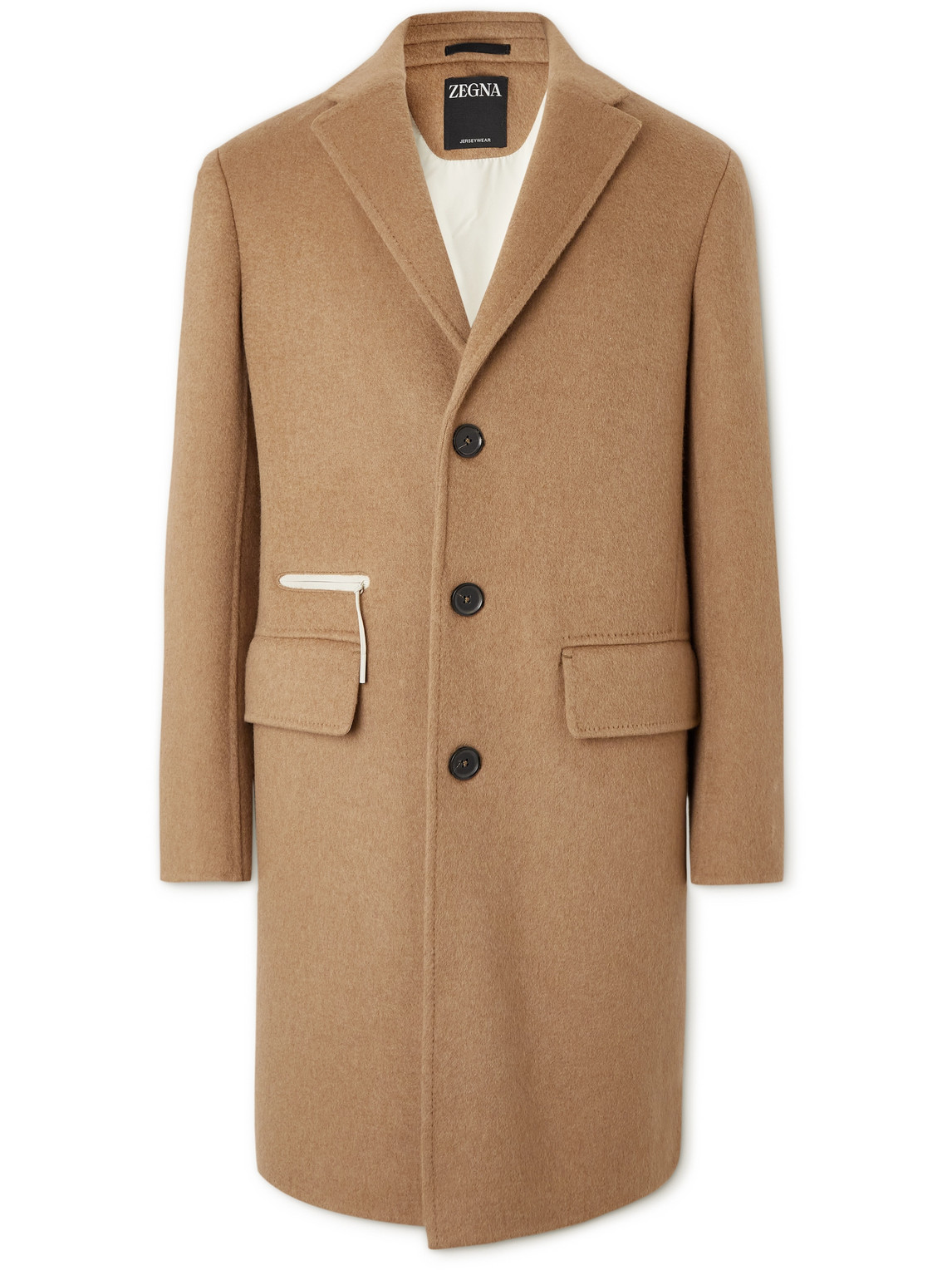 Zegna Single-breasted Camel Hair Coat In Brown