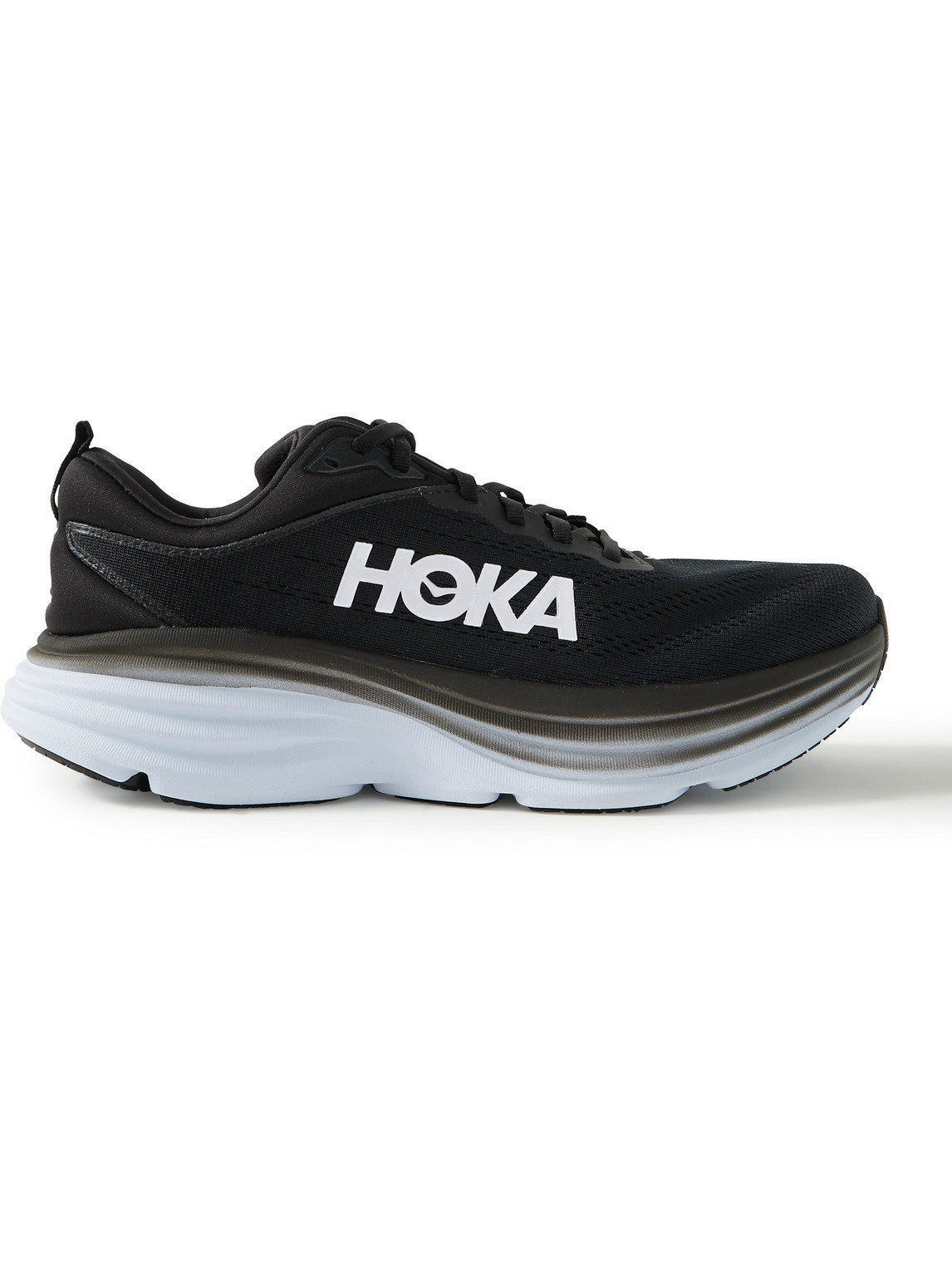Shop Hoka One One Bondi 8 Wide-fit Rubber-trimmed Mesh Running Sneakers In Black
