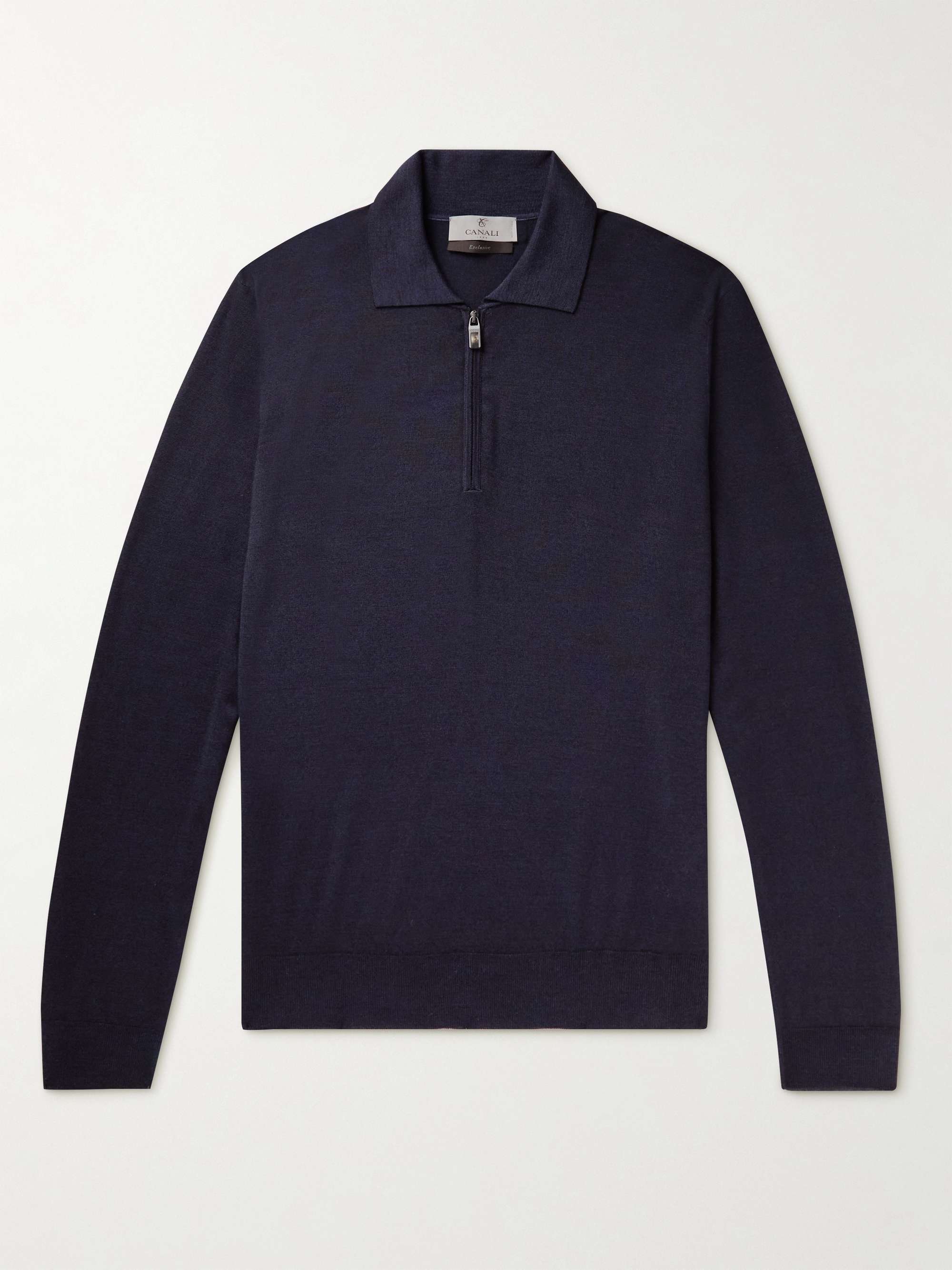 CANALI Wool and Silk-Blend Half-Zip Polo Shirt for Men | MR PORTER