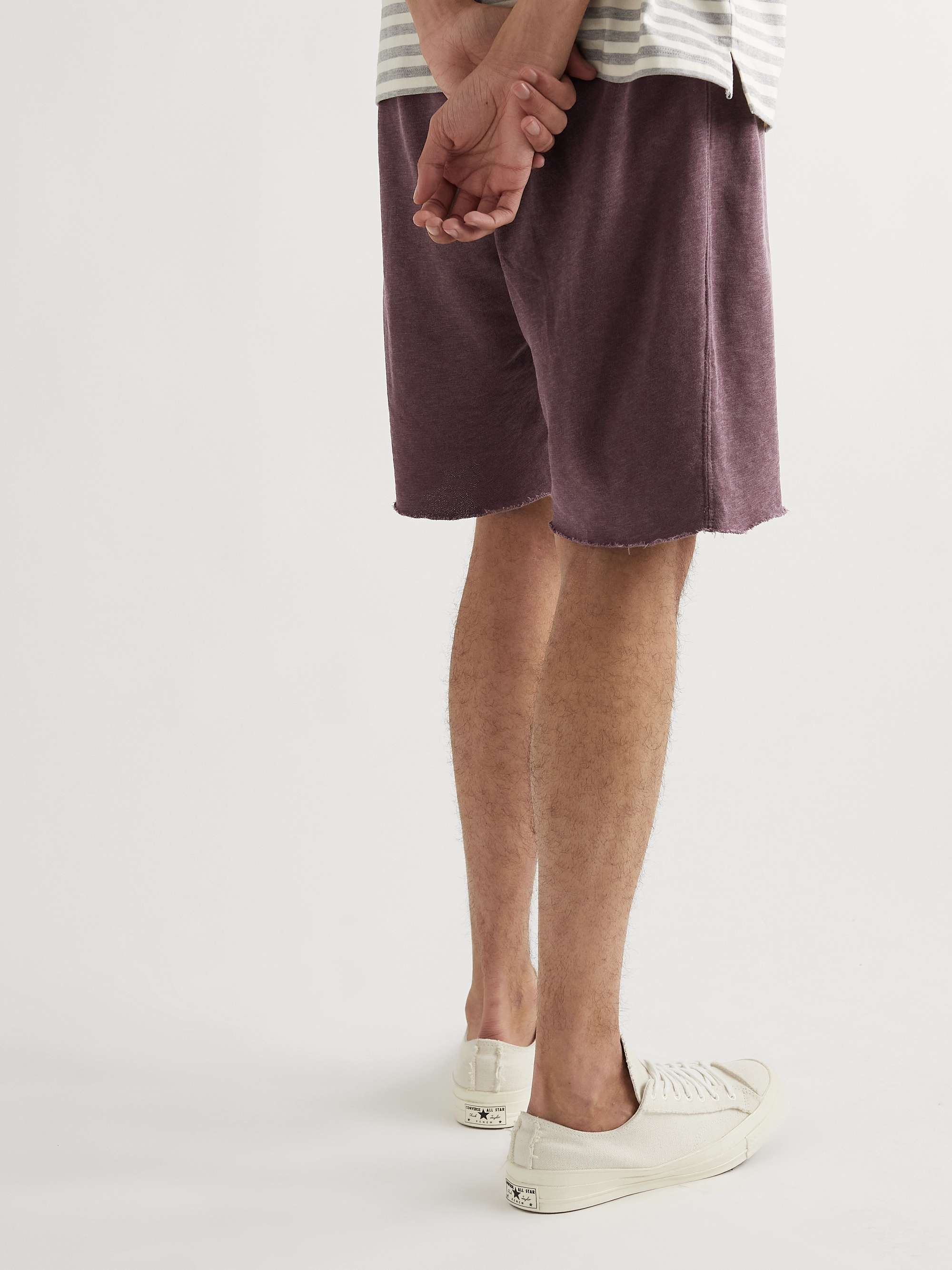 JAMES PERSE Straight-Leg Poplin-Trimmed Supima Cotton-Jersey Drawstring Shorts