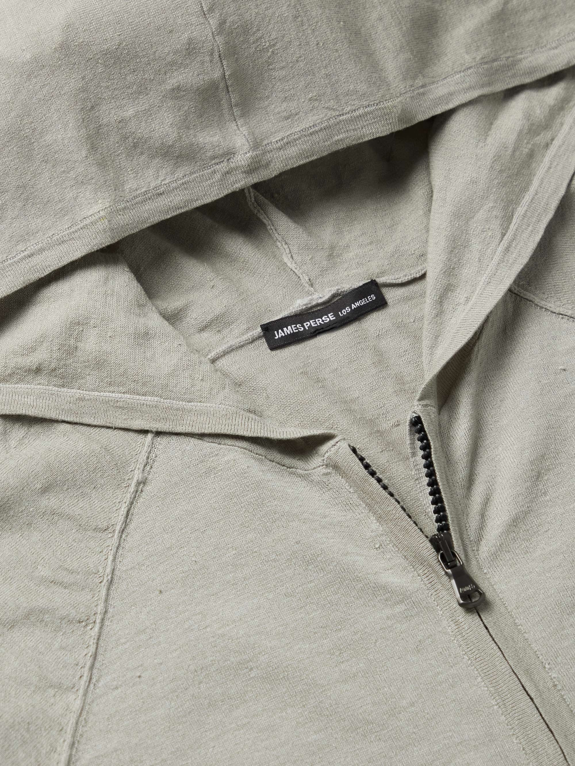JAMES PERSE Linen-Blend Zip-Up Hoodie