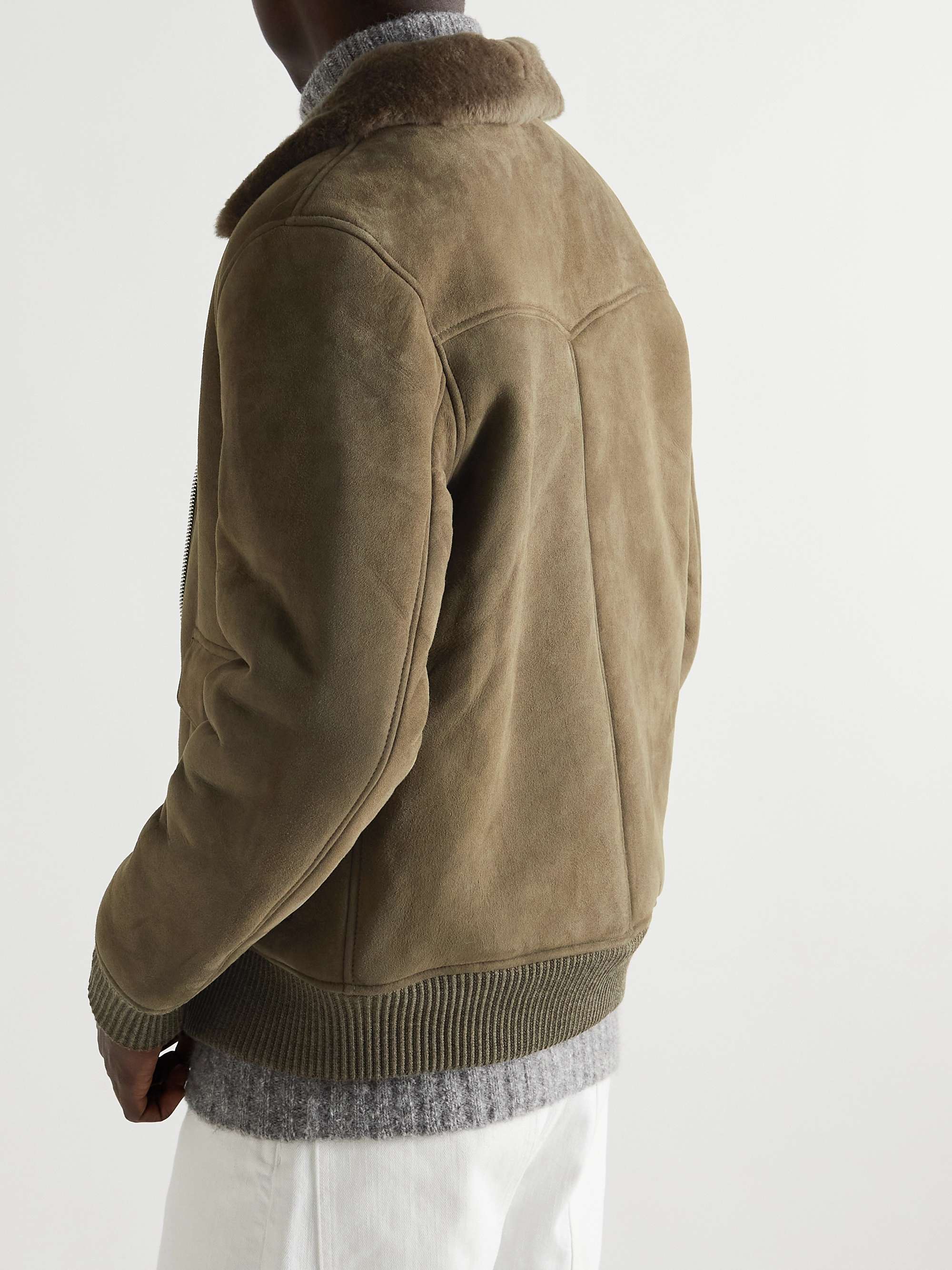 OFFICINE GÉNÉRALE Collin Shearling-Lined Suede Flight Jacket