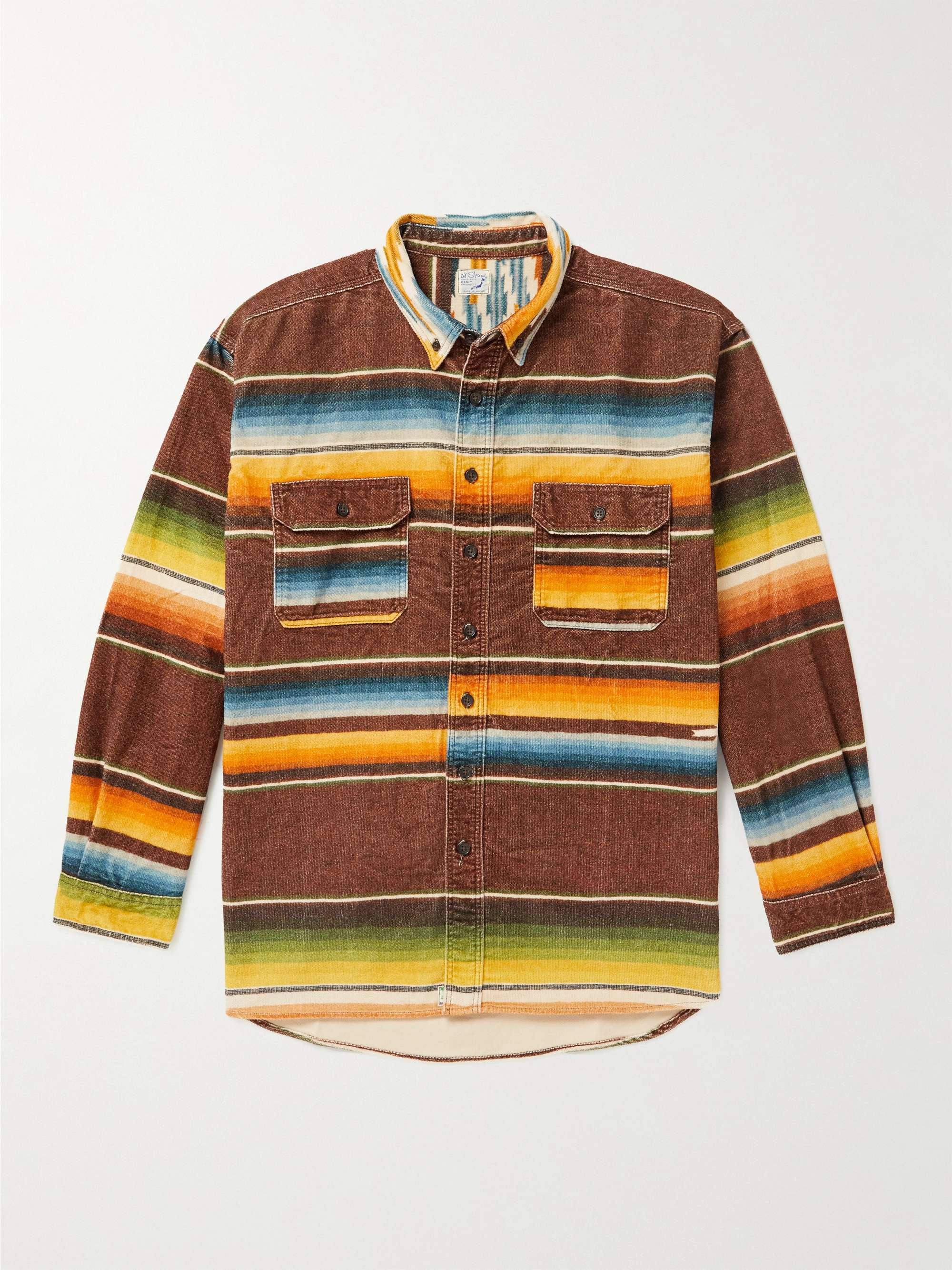 ORSLOW Button-Down Collar Striped Cotton Shirt