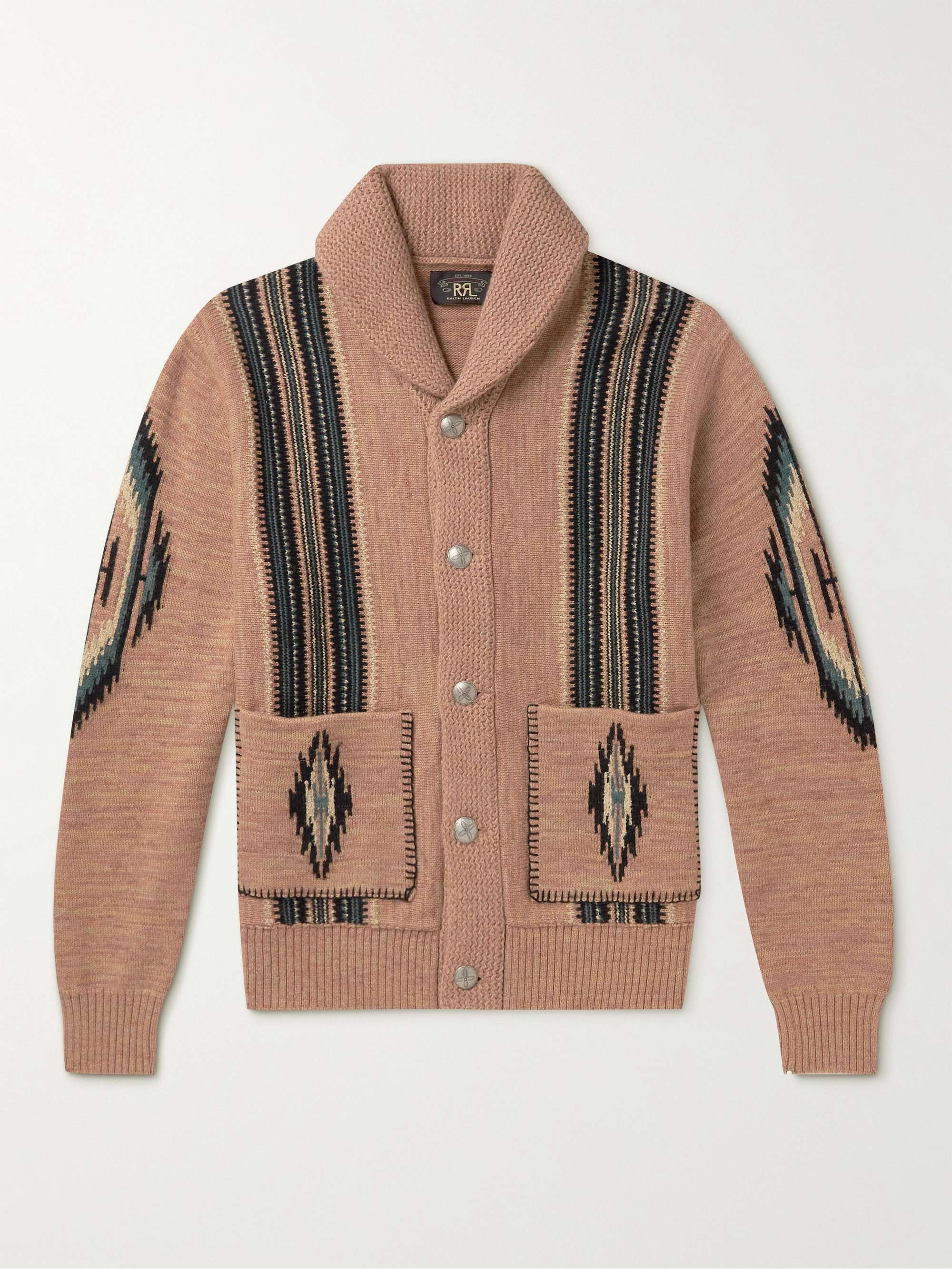 RRL Intarsia Wool and Cashmere-Blend Cardigan