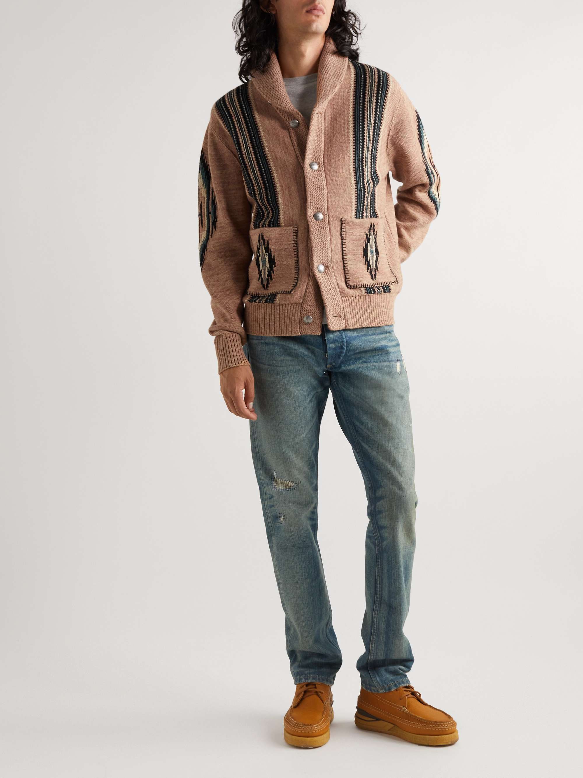 RRL Intarsia Wool and Cashmere-Blend Cardigan