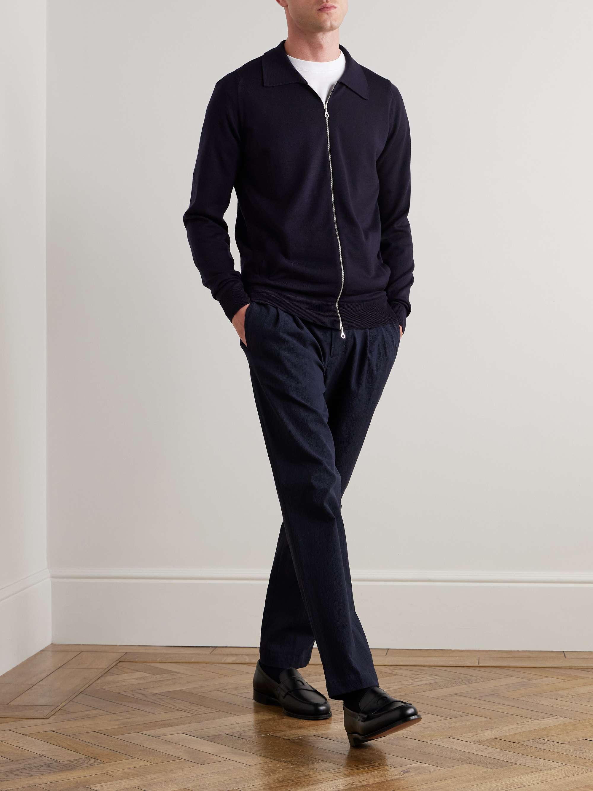 JOHN SMEDLEY Alston Slim-Fit Merino Wool Zip-Up Cardigan