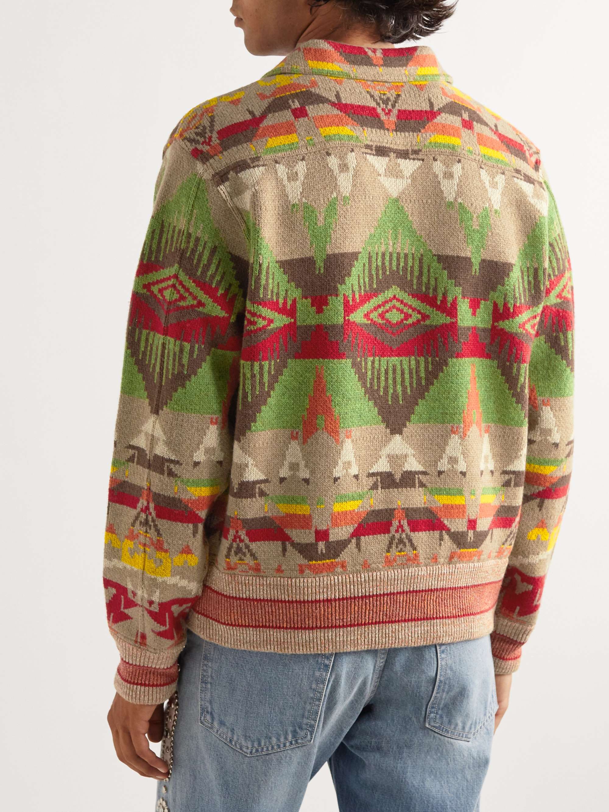 RRL Intarsia Wool and Cashmere-Blend Cardigan