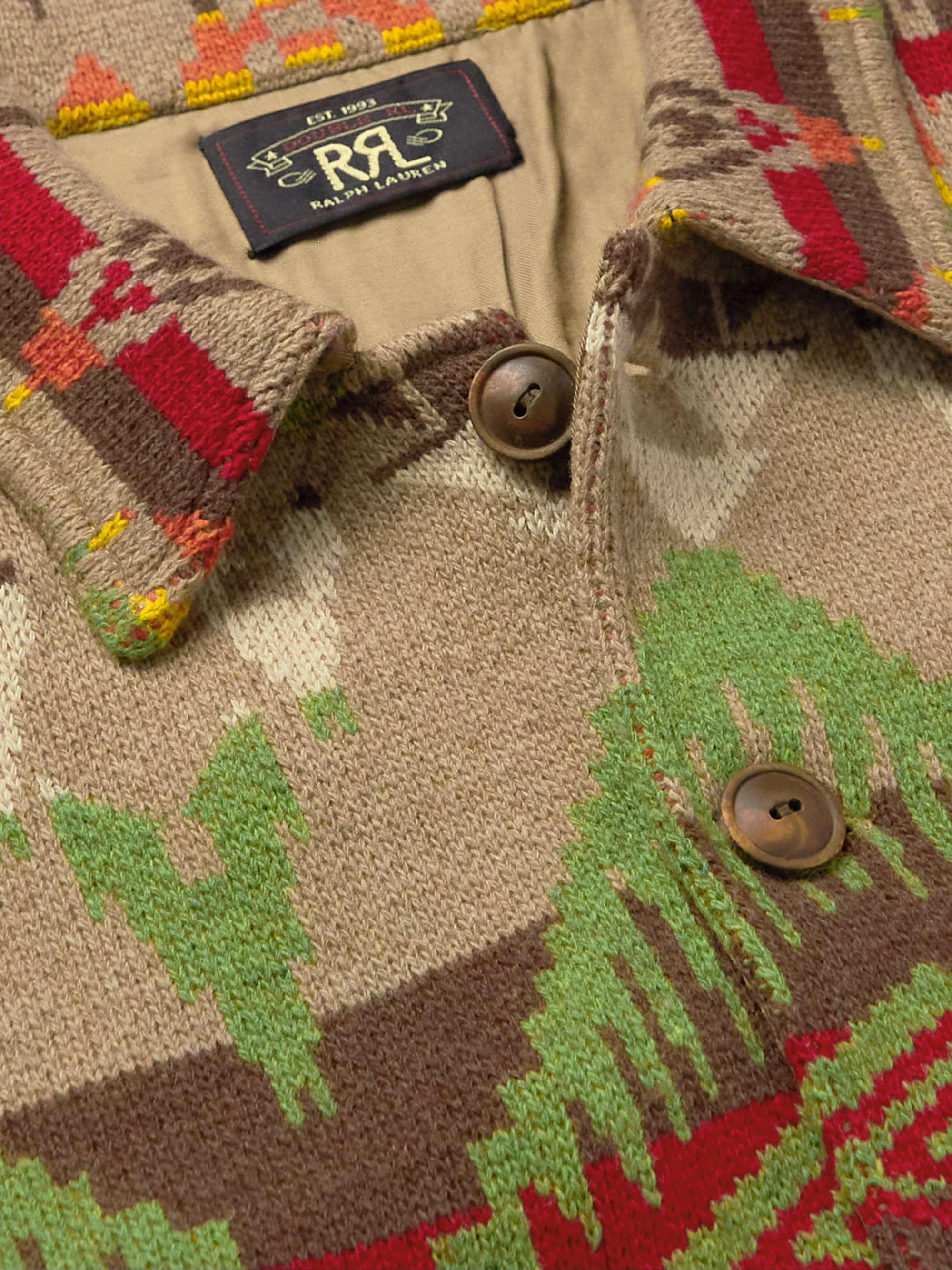 RRL Intarsia Wool and Cashmere-Blend Cardigan