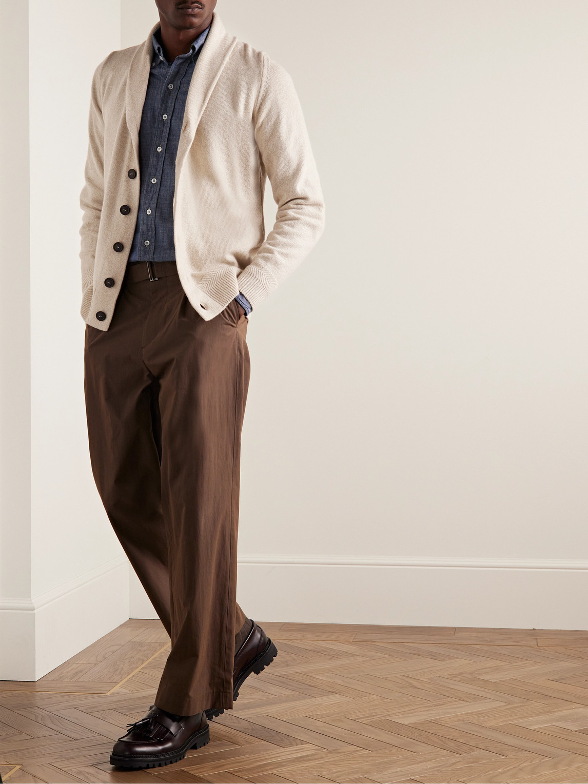 Shop John Smedley Cullen Slim-fit Recycled-cashmere And Merino Wool-blend Cardigan In Neutrals