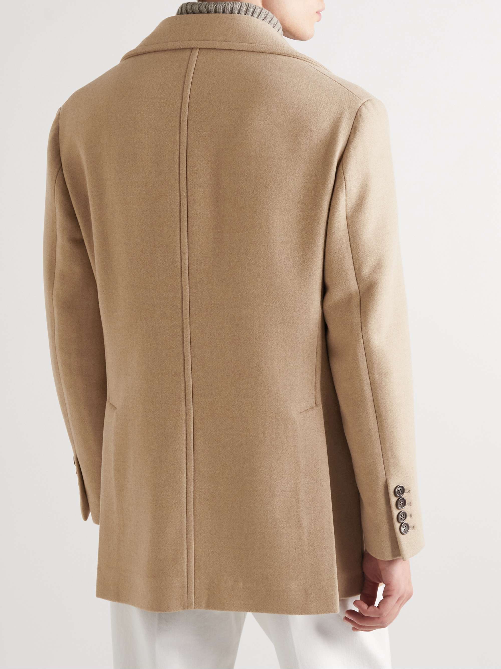 BRUNELLO CUCINELLI Cabana Double-Breasted Virgin Wool Peacoat