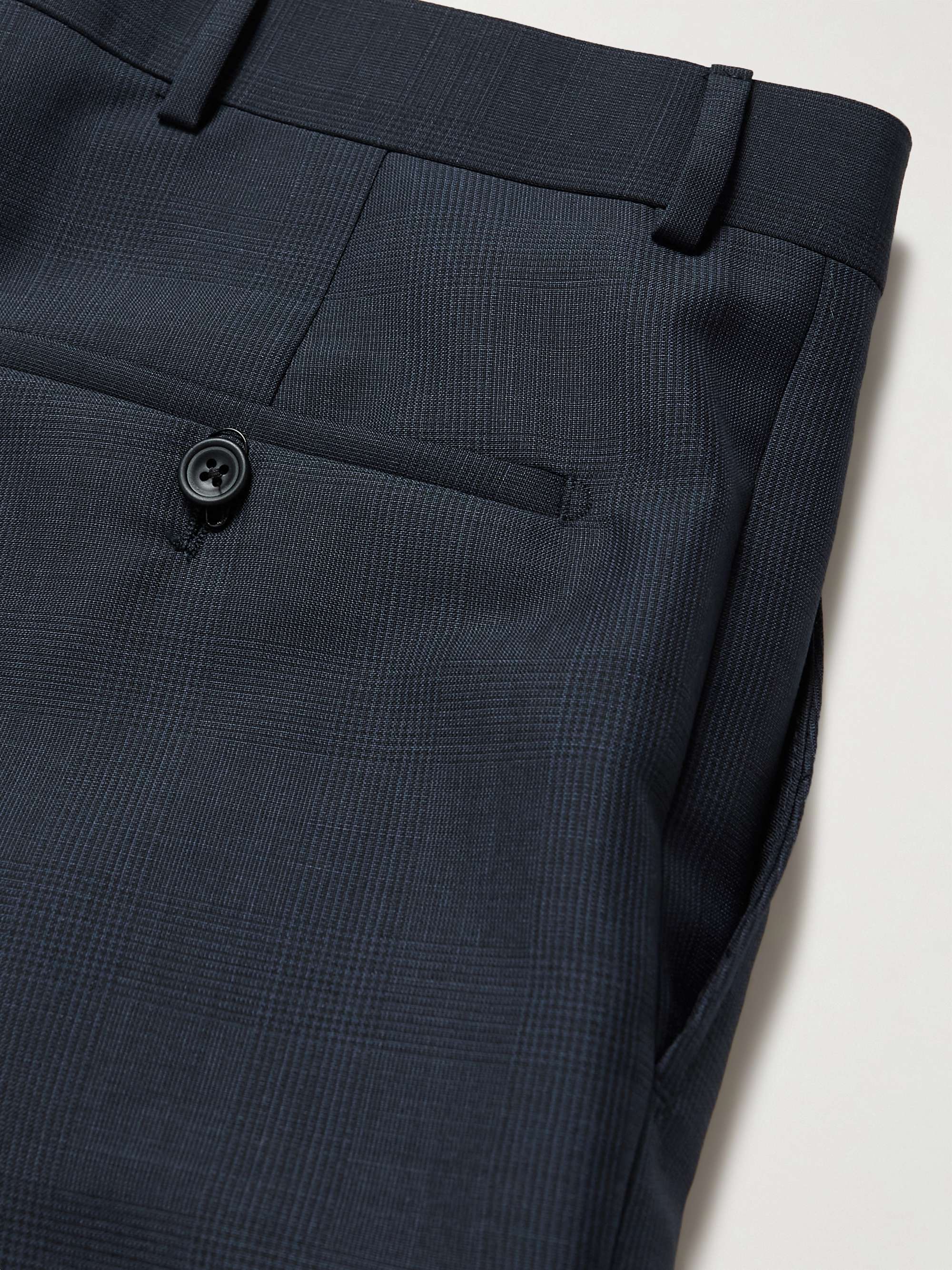 KINGSMAN Straight-Leg Checked Mohair and Wool-Blend Suit Trousers