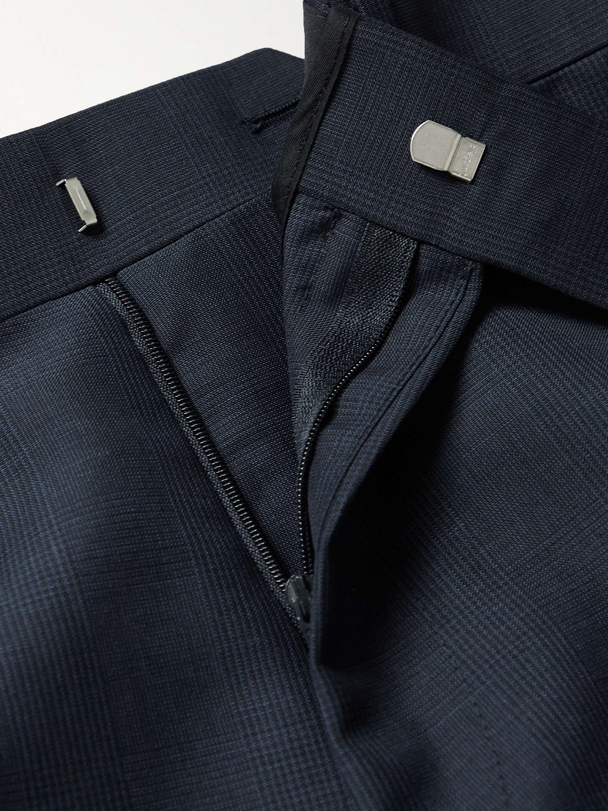 KINGSMAN Straight-Leg Checked Mohair and Wool-Blend Suit Trousers