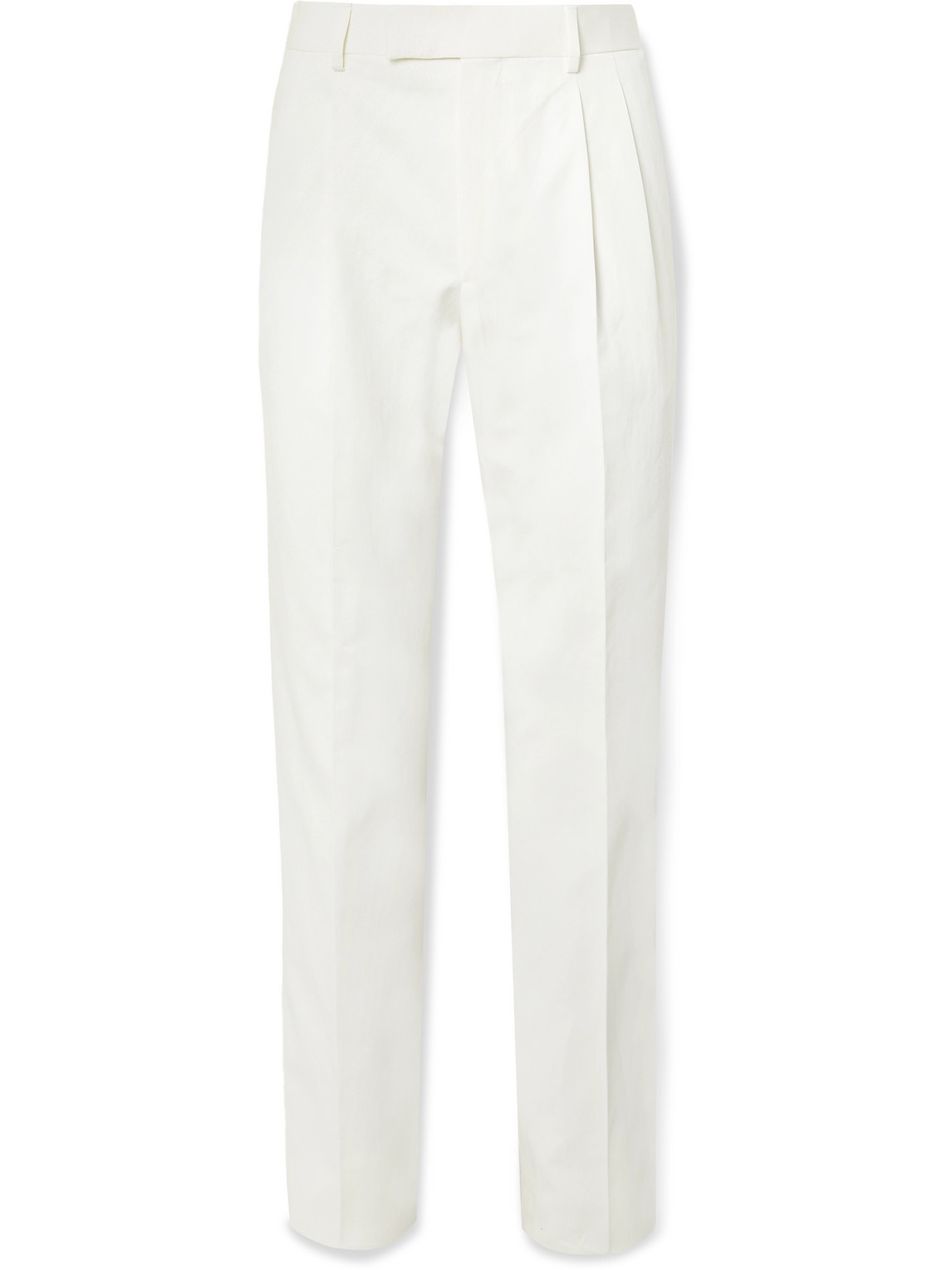 Slim-Fit Tapered Cotton and Linen-Blend Trousers