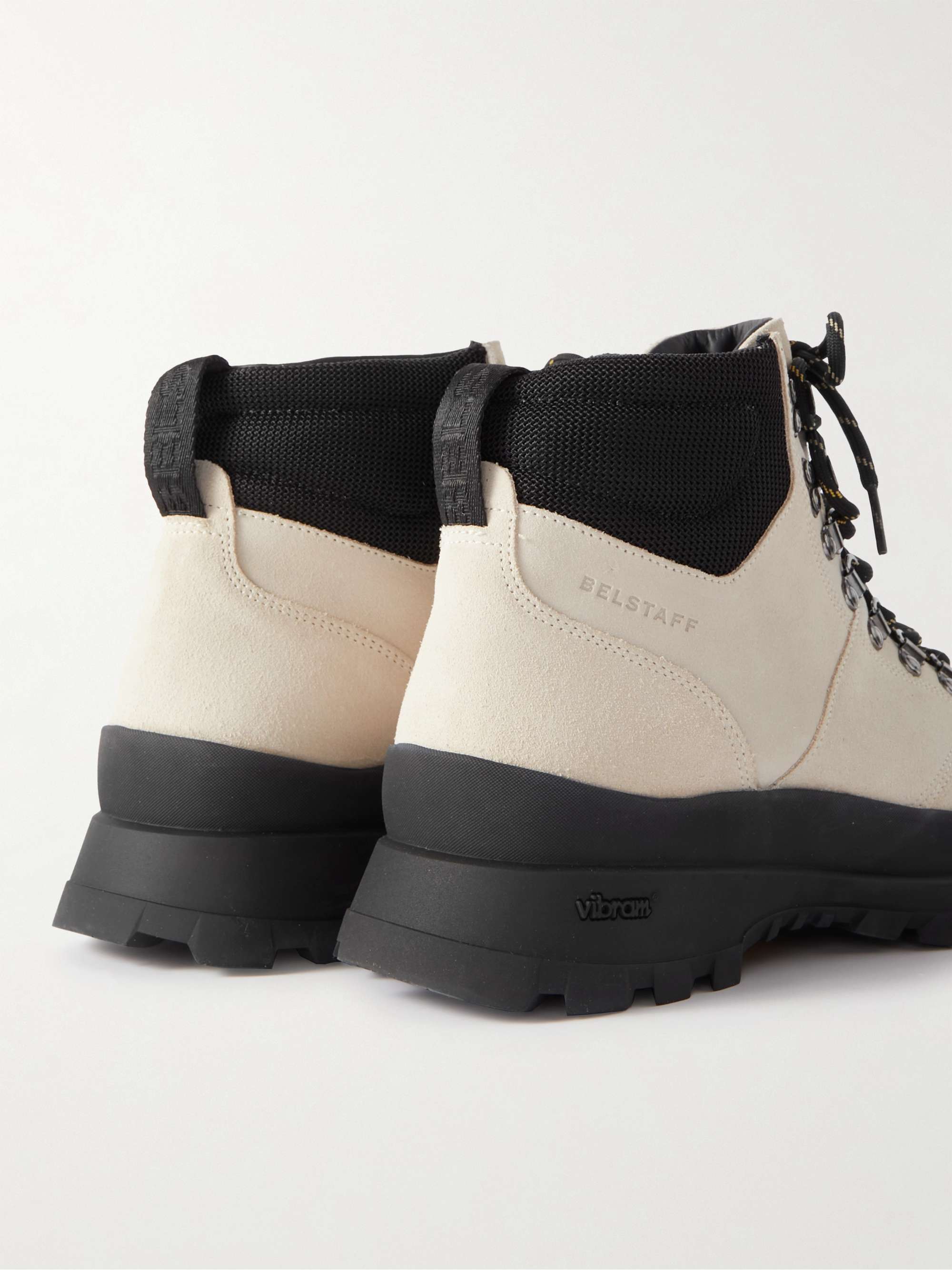 BELSTAFF Scramble Mesh-Trimmed Leather Lace-Up Boots