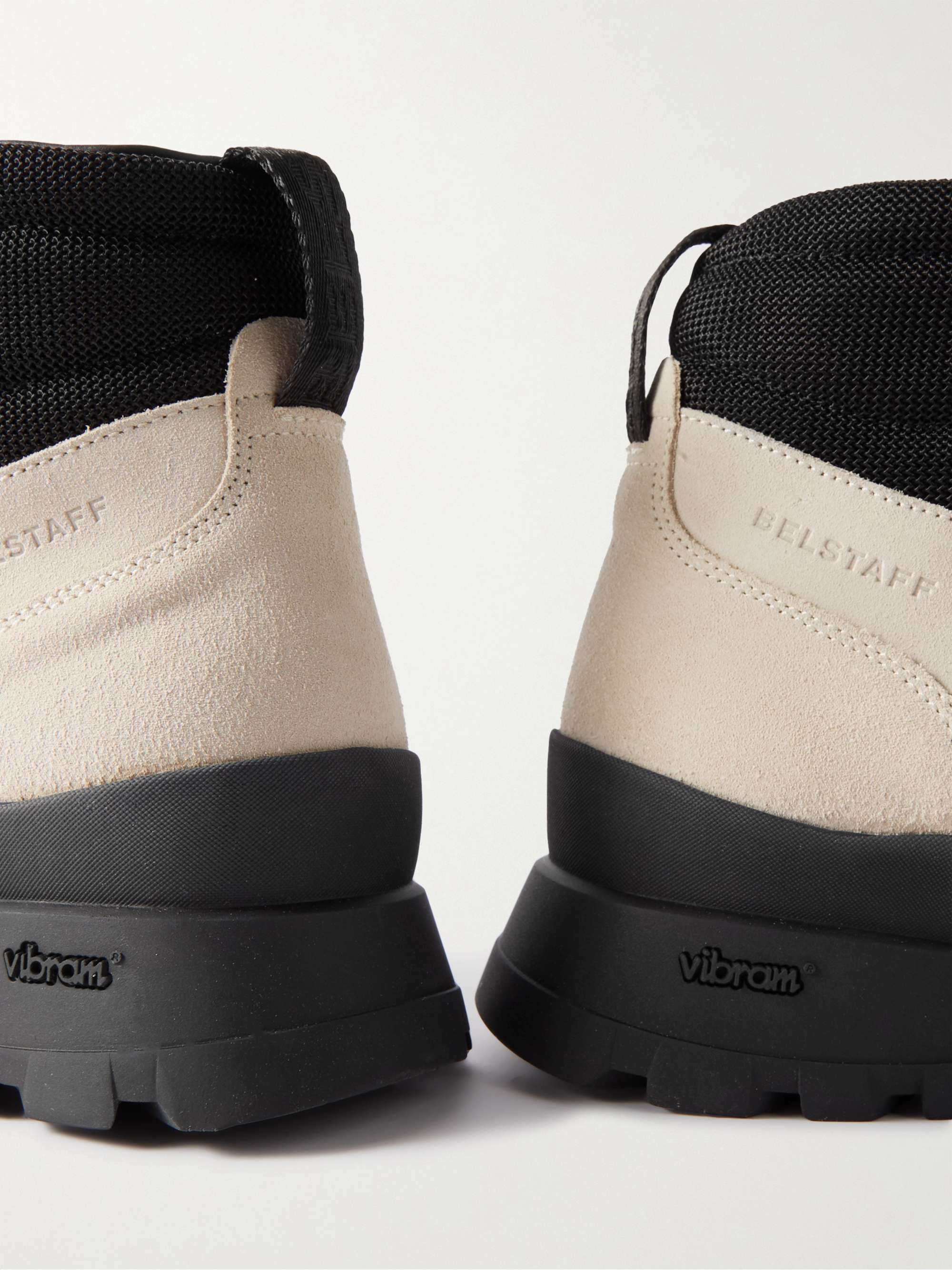 BELSTAFF Scramble Mesh-Trimmed Leather Lace-Up Boots