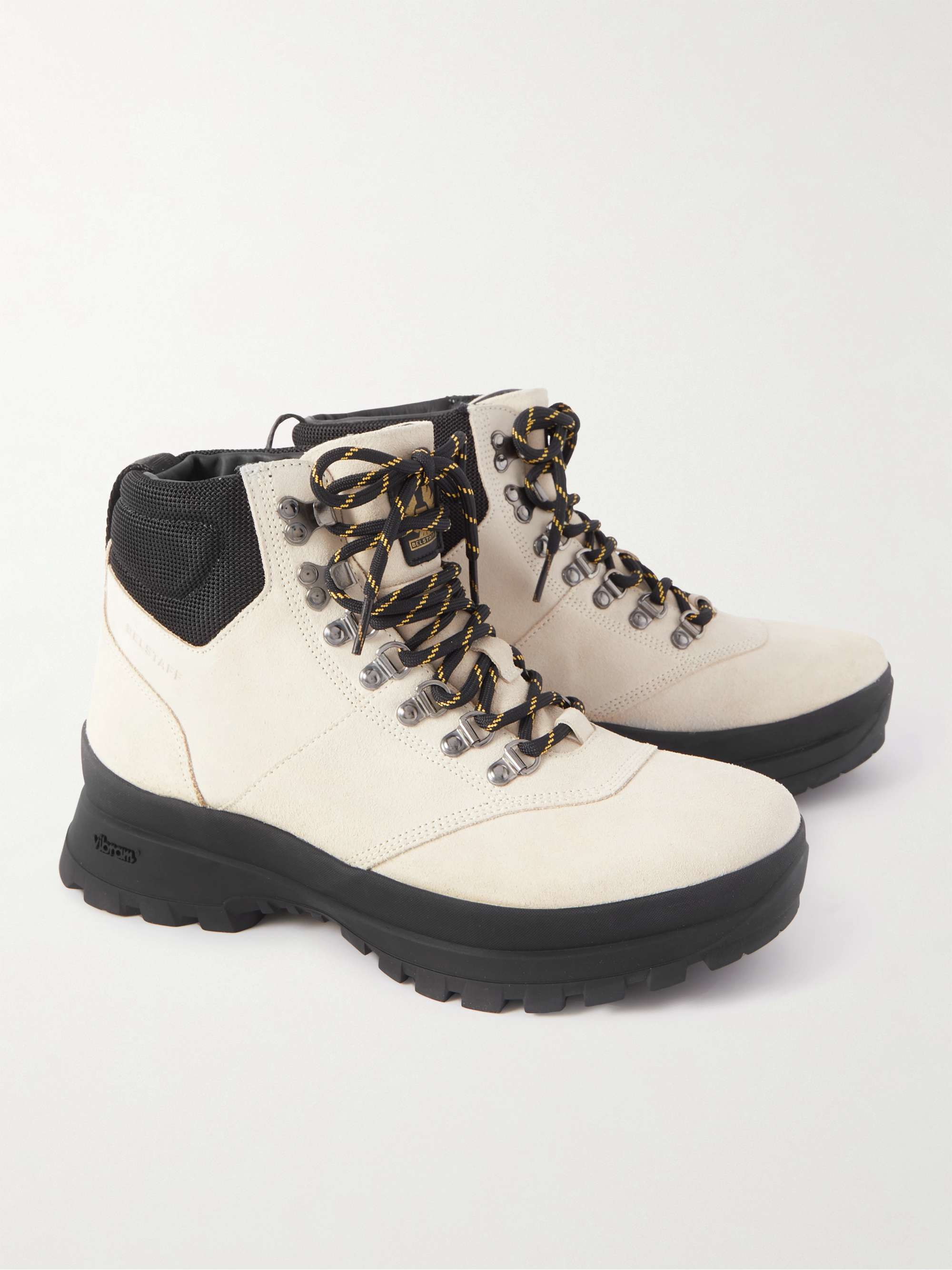 BELSTAFF Scramble Mesh-Trimmed Leather Lace-Up Boots