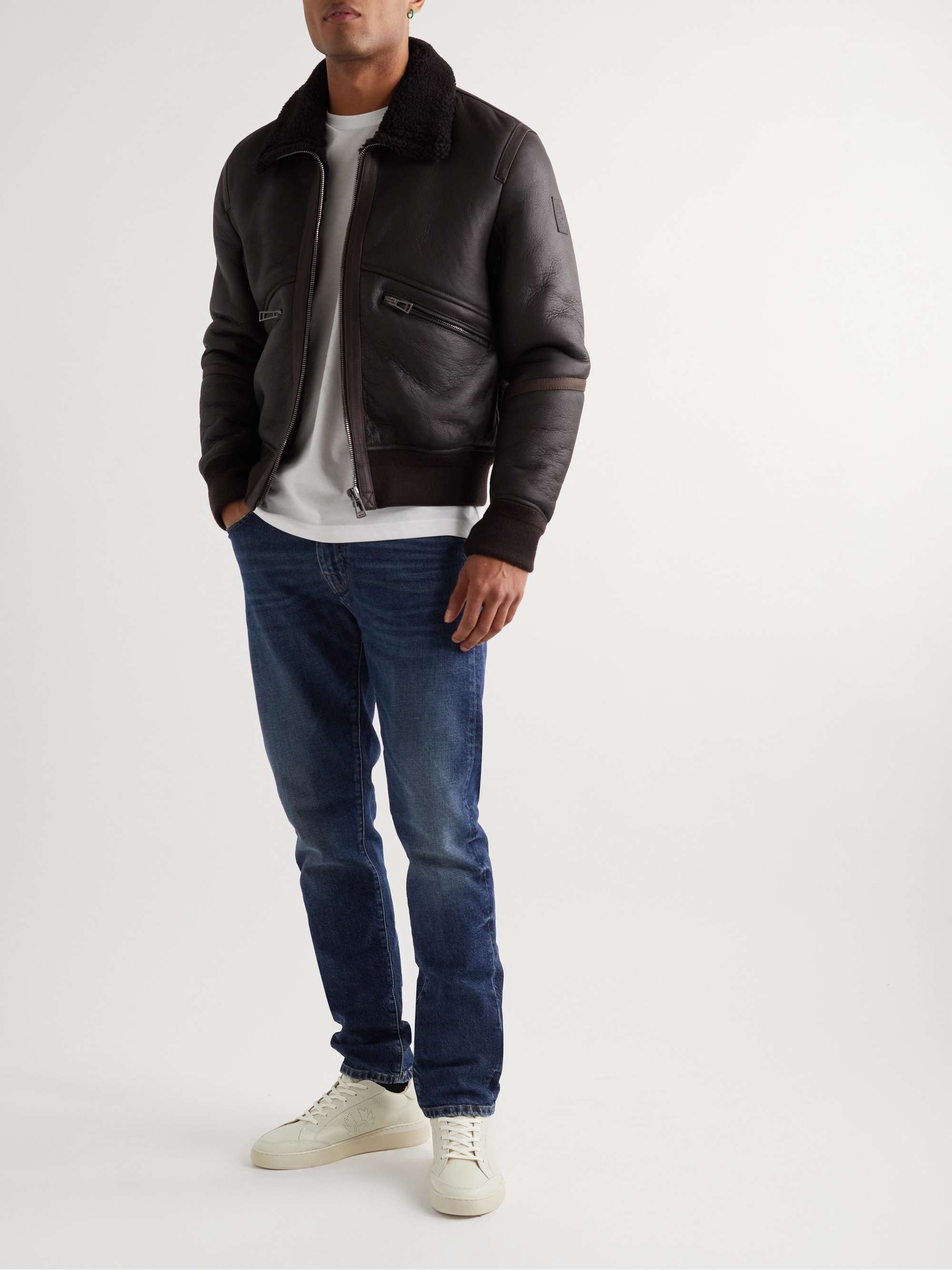 BELSTAFF Track Logo-Perforated Leather Sneakers