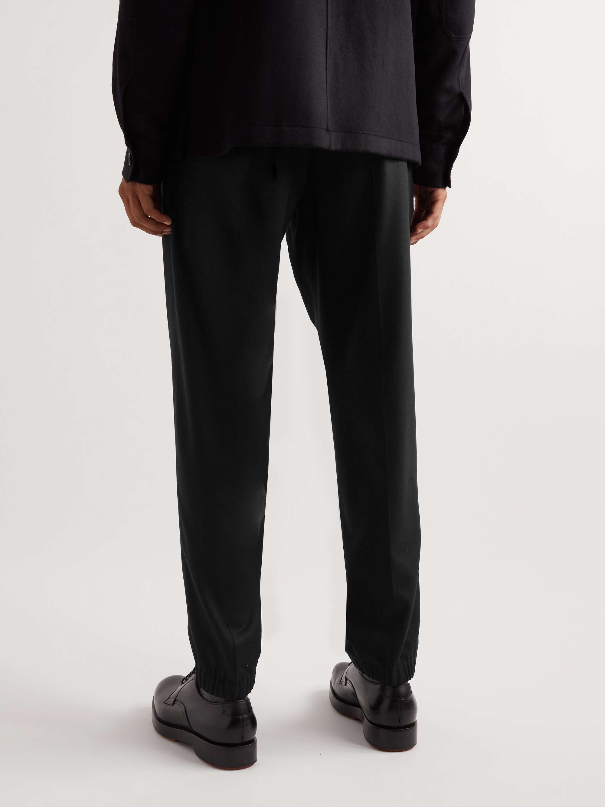 ZEGNA Tapered Wool, Silk and Cashmere-Blend Drawstring Trousers
