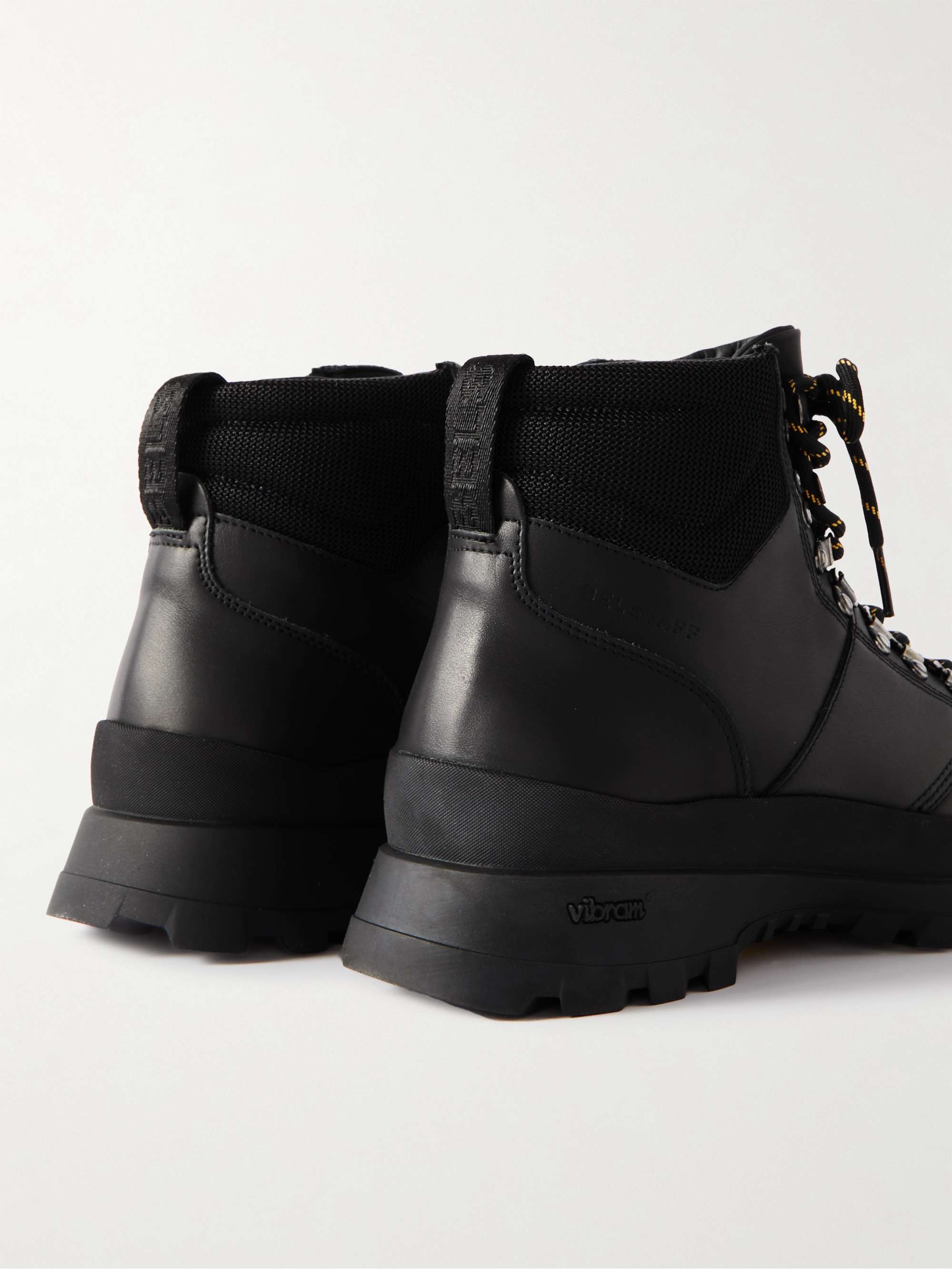 BELSTAFF Scramble Mesh-Trimmed Leather Lace-Up Boots