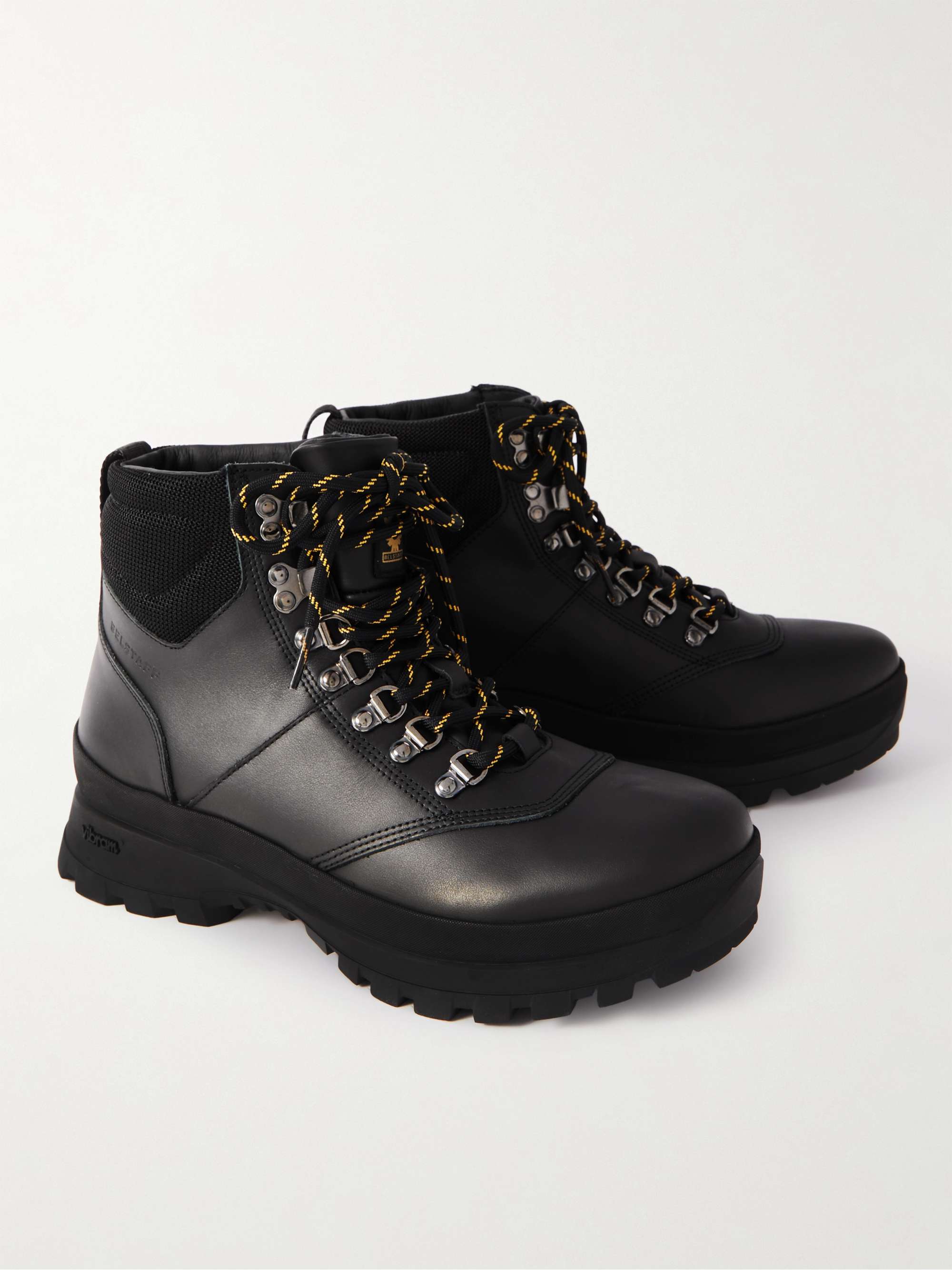 BELSTAFF Scramble Mesh-Trimmed Leather Lace-Up Boots