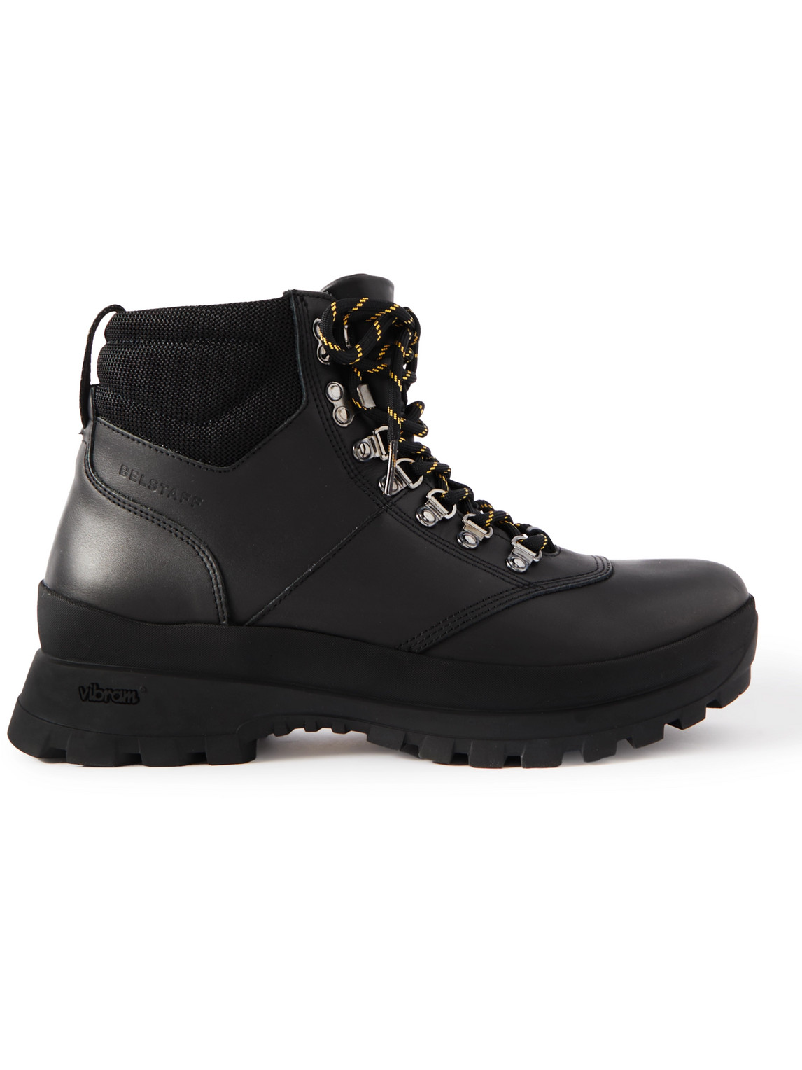 BELSTAFF SCRAMBLE MESH-TRIMMED LEATHER LACE-UP BOOTS