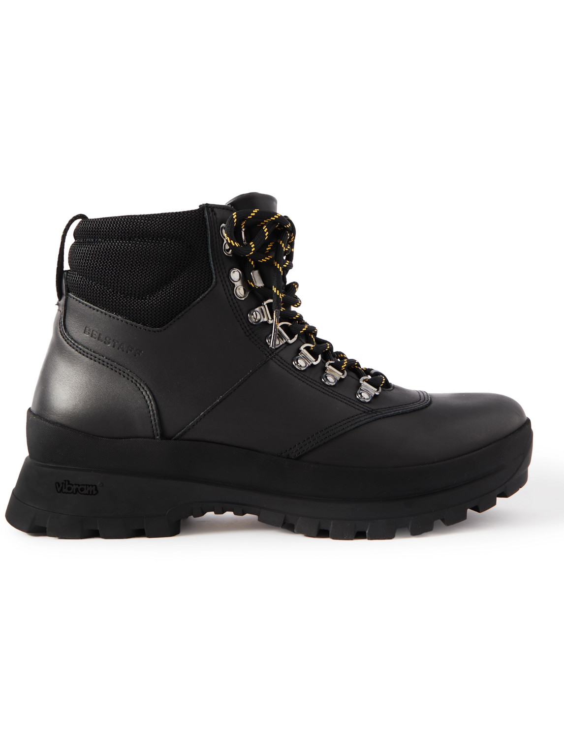 Belstaff Scramble Mesh-trimmed Leather Lace-up Boots In Black