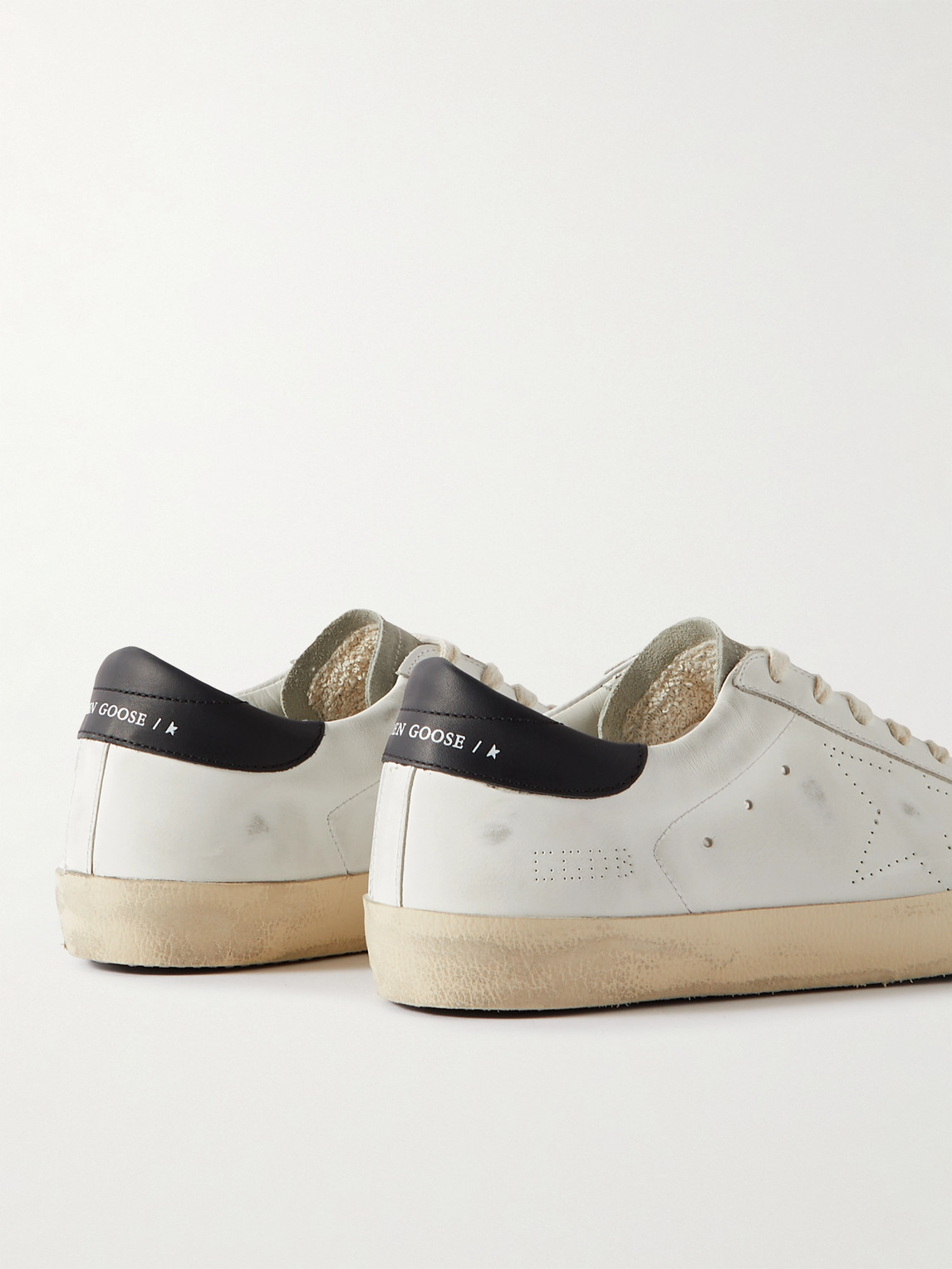 Shop Golden Goose Superstar Distressed Leather And Suede Sneakers In White