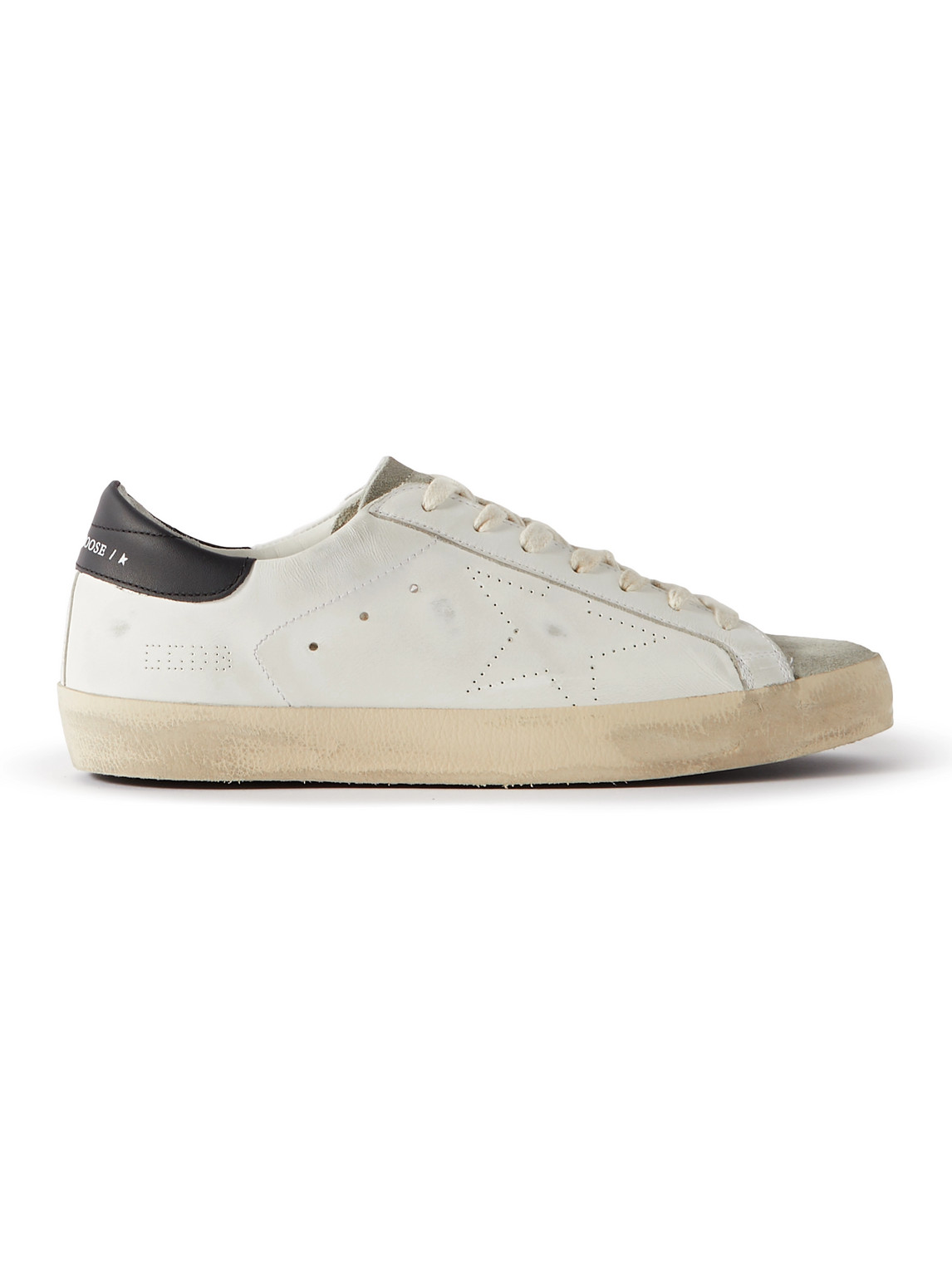 Shop Golden Goose Superstar Distressed Leather And Suede Sneakers In White