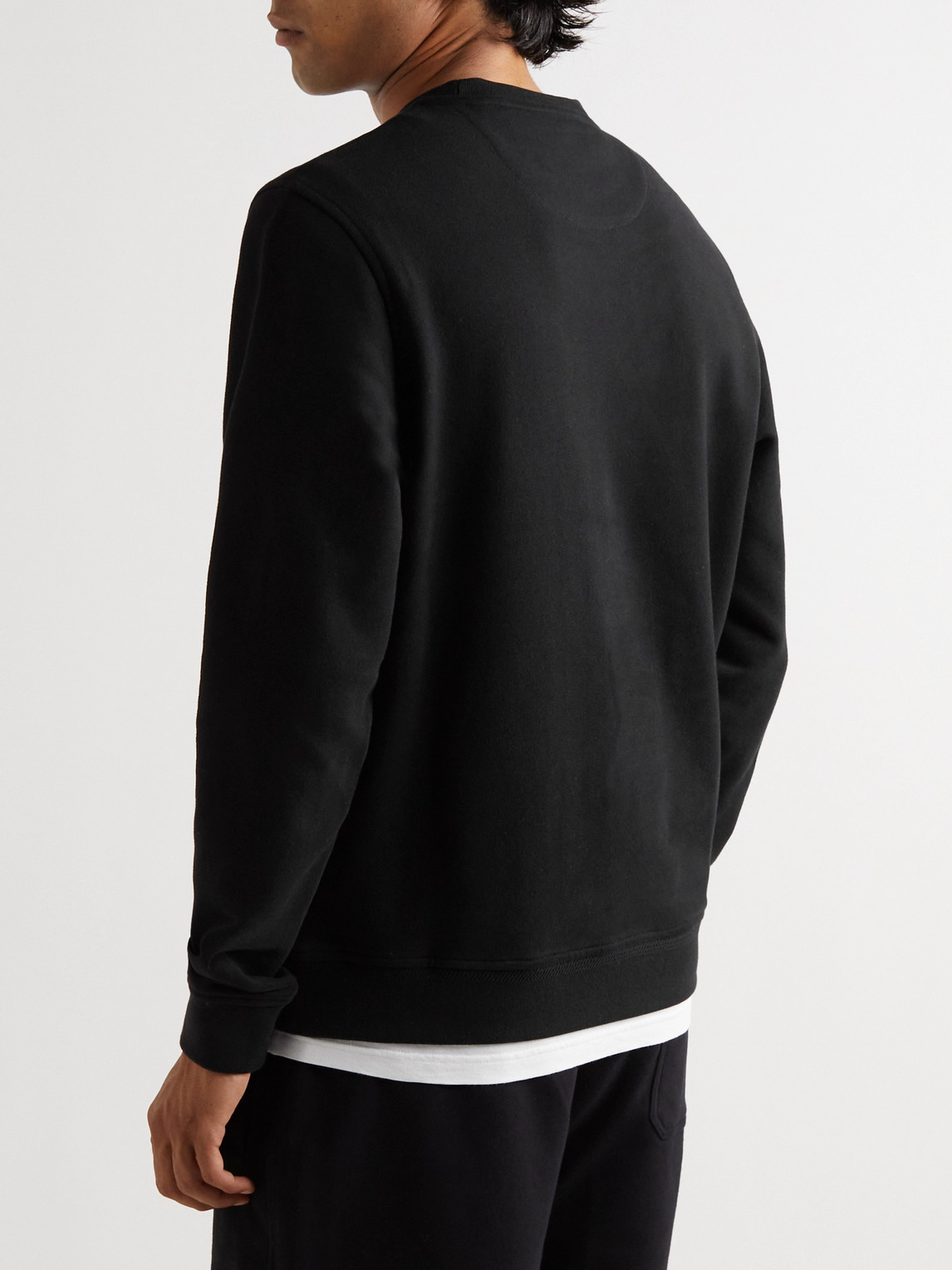 Shop Belstaff Logo-appliquéd Garment-dyed Cotton-jersey Sweatshirt In Black
