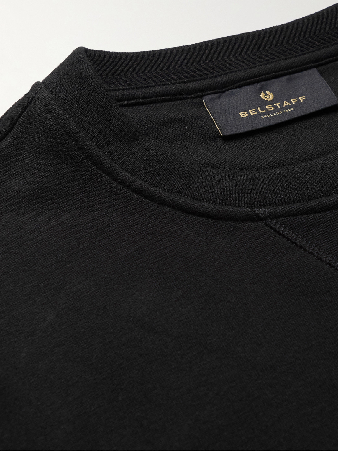 Shop Belstaff Logo-appliquéd Garment-dyed Cotton-jersey Sweatshirt In Black