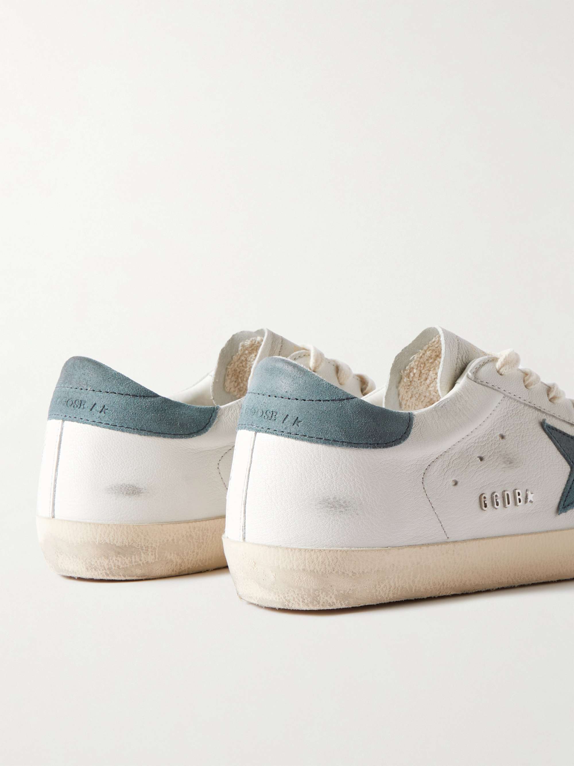 GOLDEN GOOSE Superstar Distressed Suede-Trimmed Full-Grain Leather Sneakers