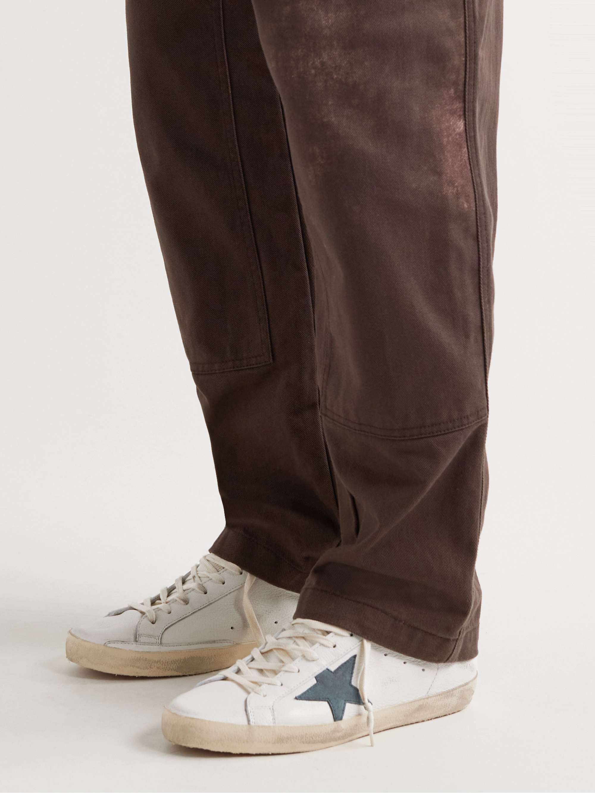 GOLDEN GOOSE Superstar Distressed Suede-Trimmed Full-Grain Leather Sneakers