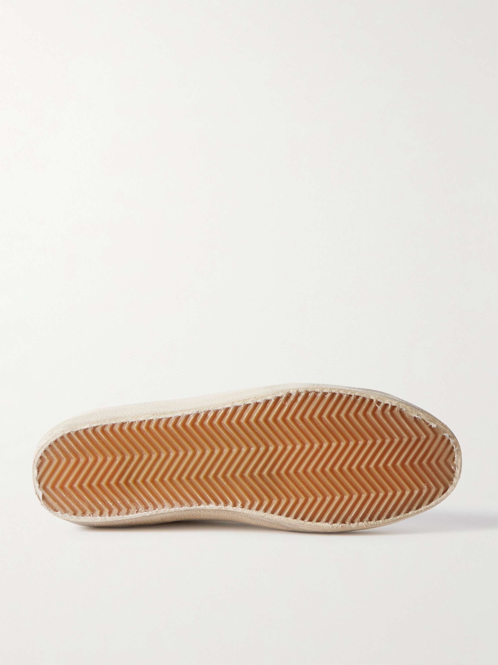 GOLDEN GOOSE Superstar Distressed Suede-Trimmed Full-Grain Leather Sneakers