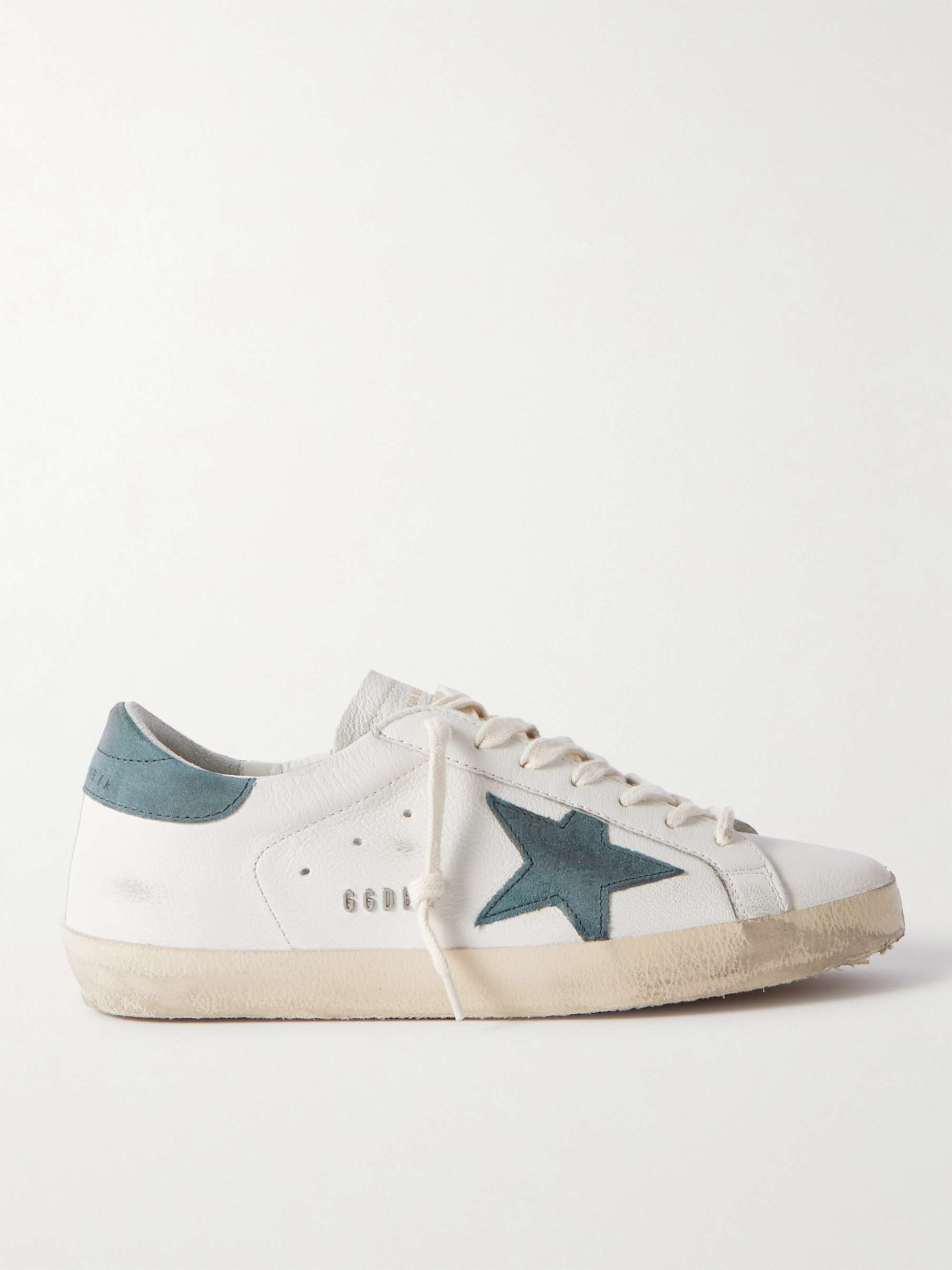 GOLDEN GOOSE Superstar Distressed Suede-Trimmed Full-Grain Leather