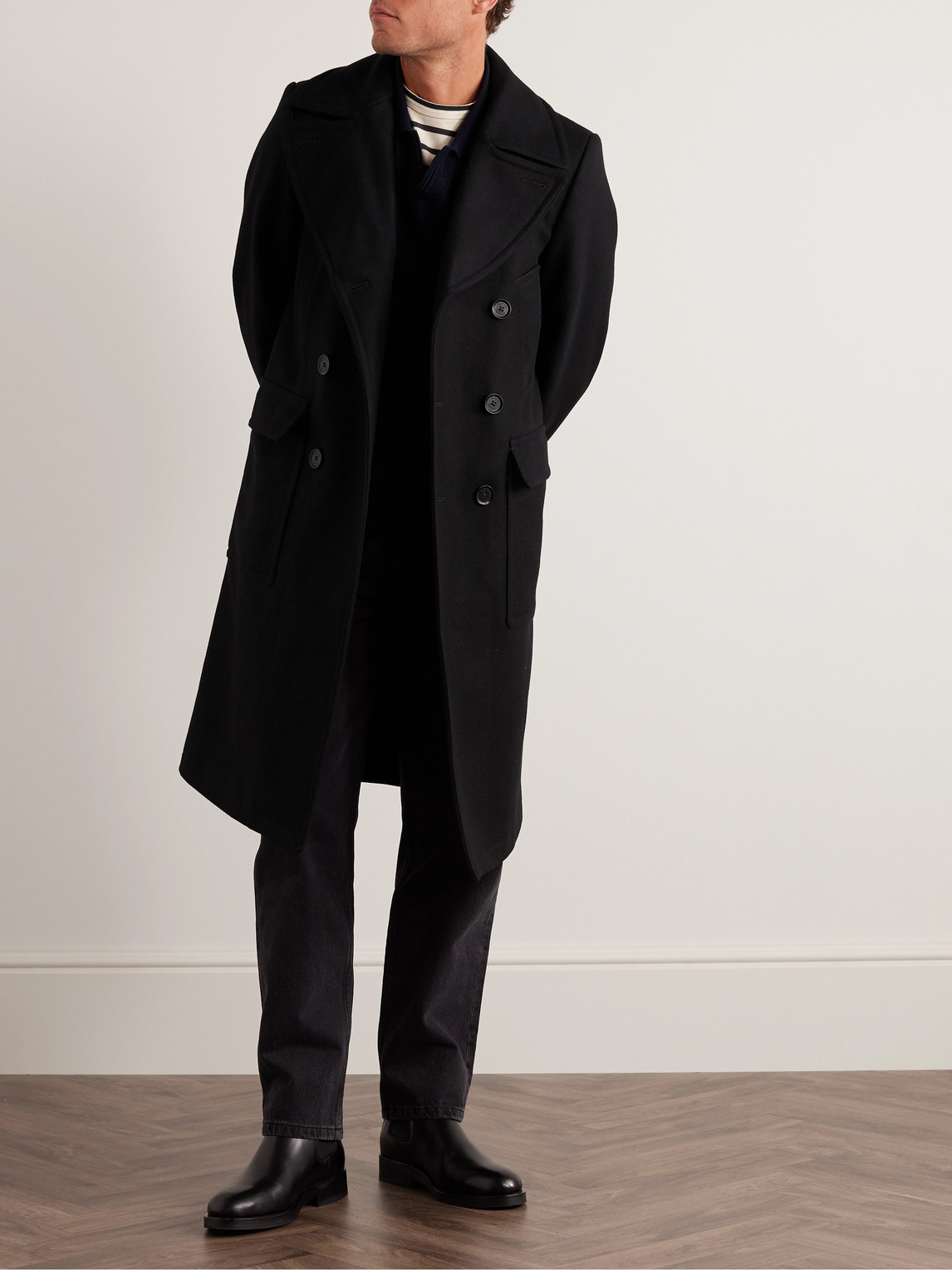 Belstaff Milford Double breasted Wool blend Coat In Black ModeSens