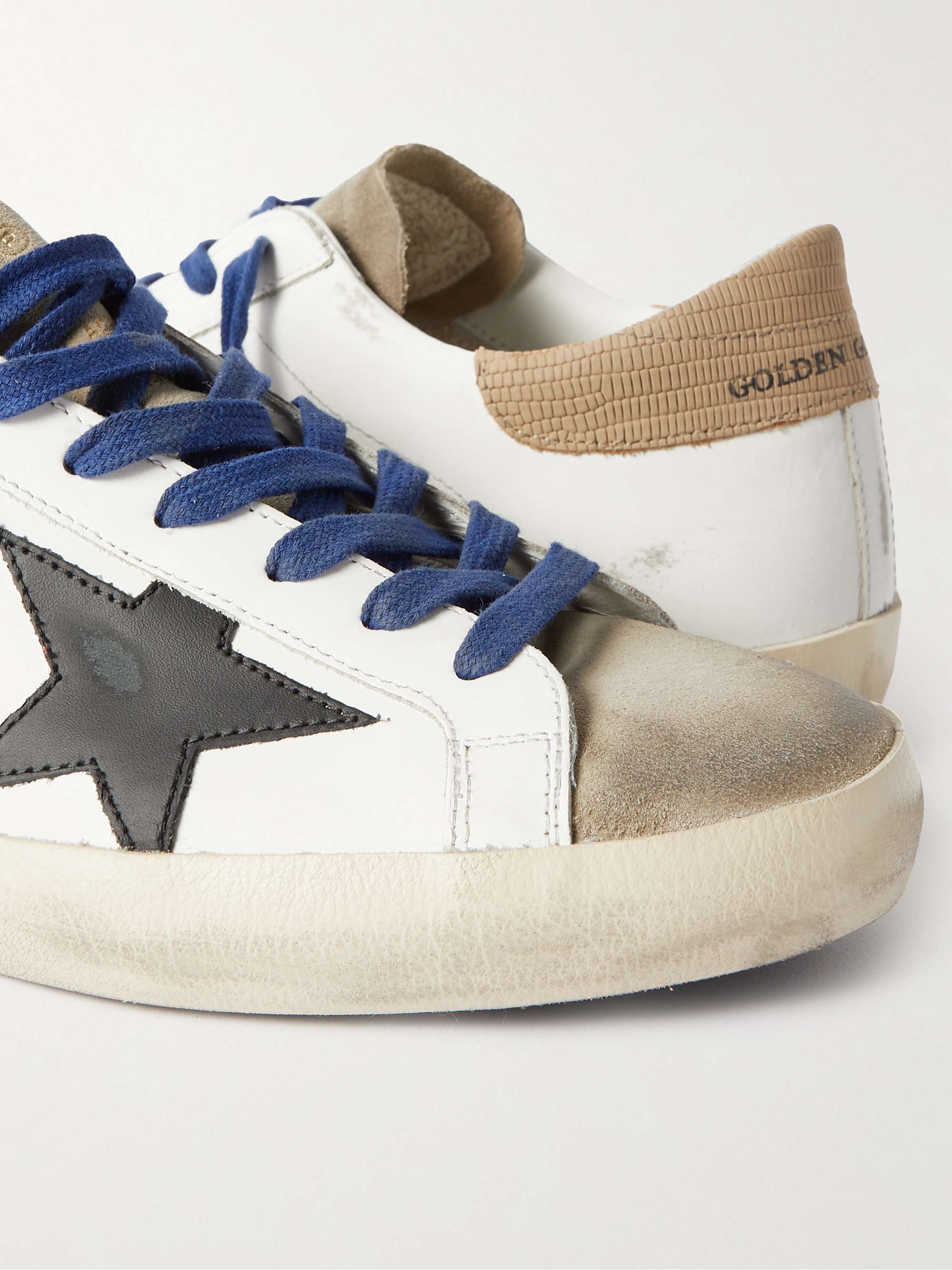 GOLDEN GOOSE Superstar Distressed Leather and Suede Sneakers