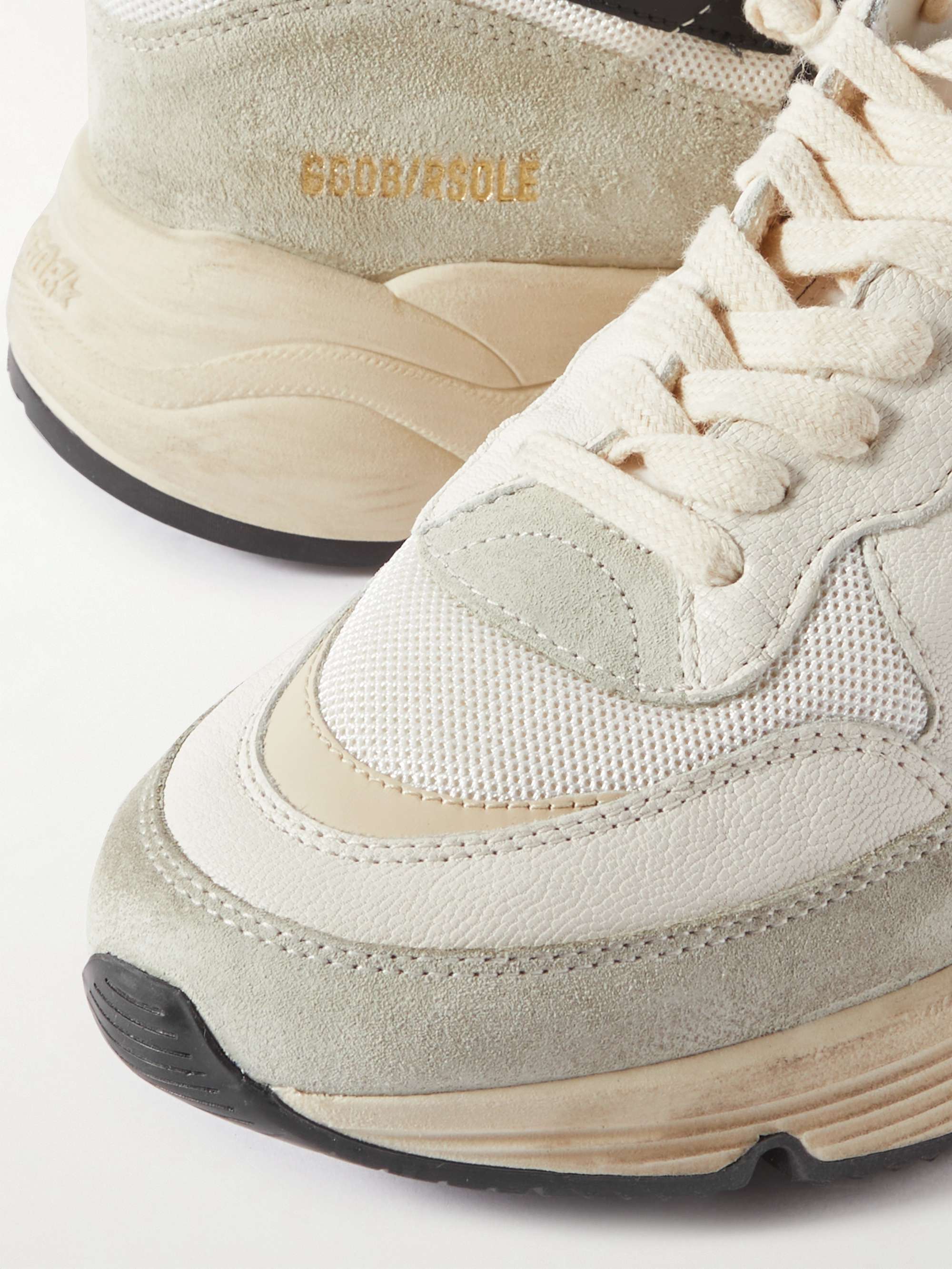 GOLDEN GOOSE Distressed LeatherTrimmed Suede and Mesh Sneakers for Men