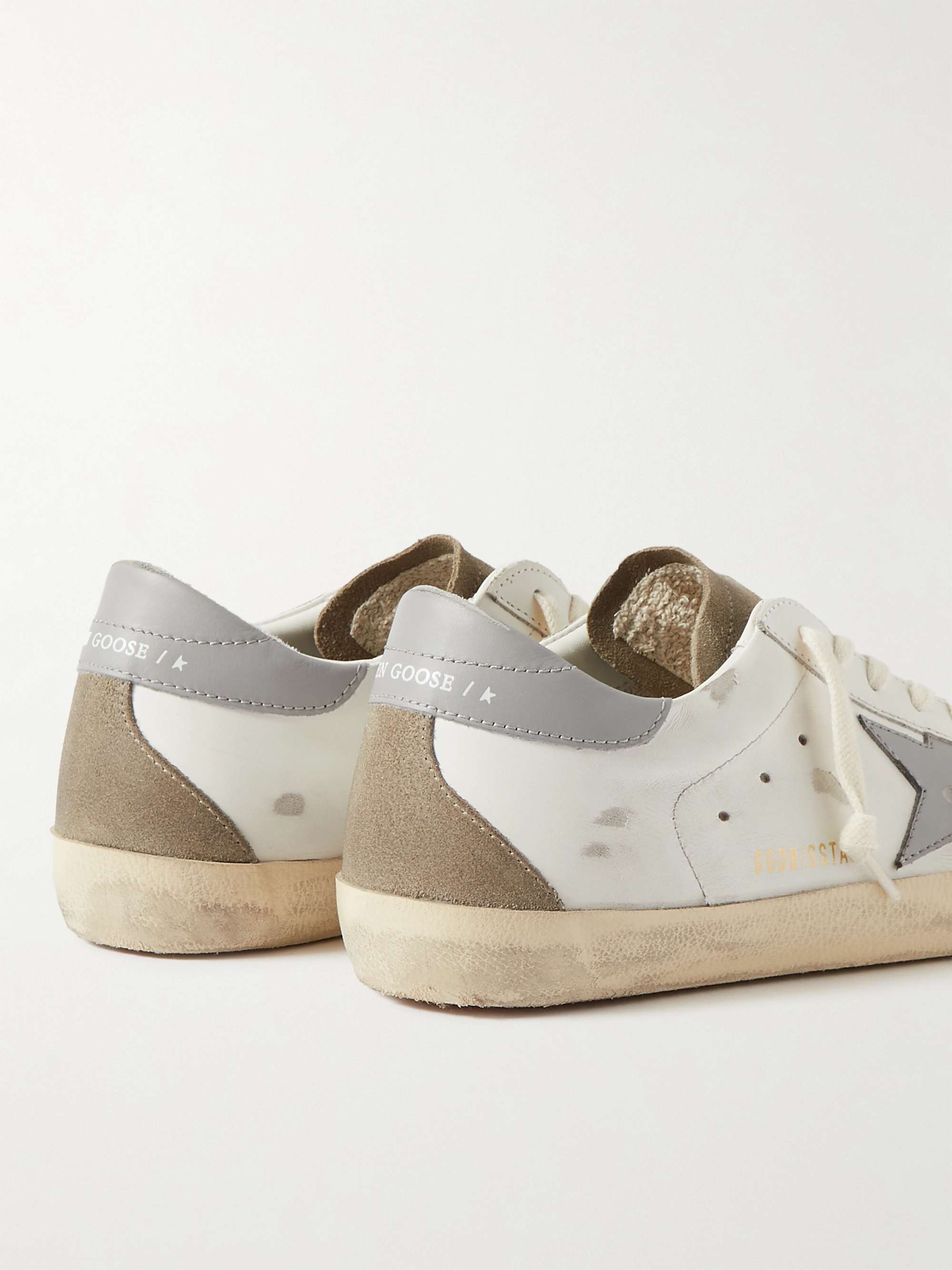 GOLDEN GOOSE Superstar Distressed Leather and Suede Sneakers